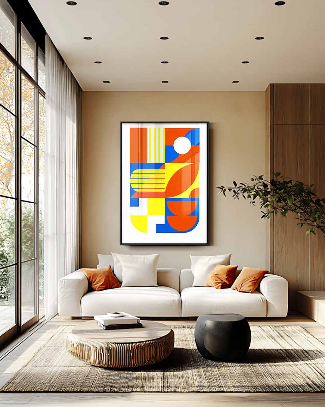 Kleurrijke abstracte compositie Kunstwerk-canvas-dibond-plexiglas-wanddecoratie-WallArtistic