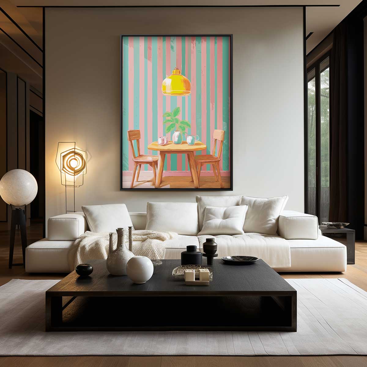 Gezellige Retro Eethoek Kunstwerk-canvas-dibond-plexiglas-wanddecoratie-WallArtistic