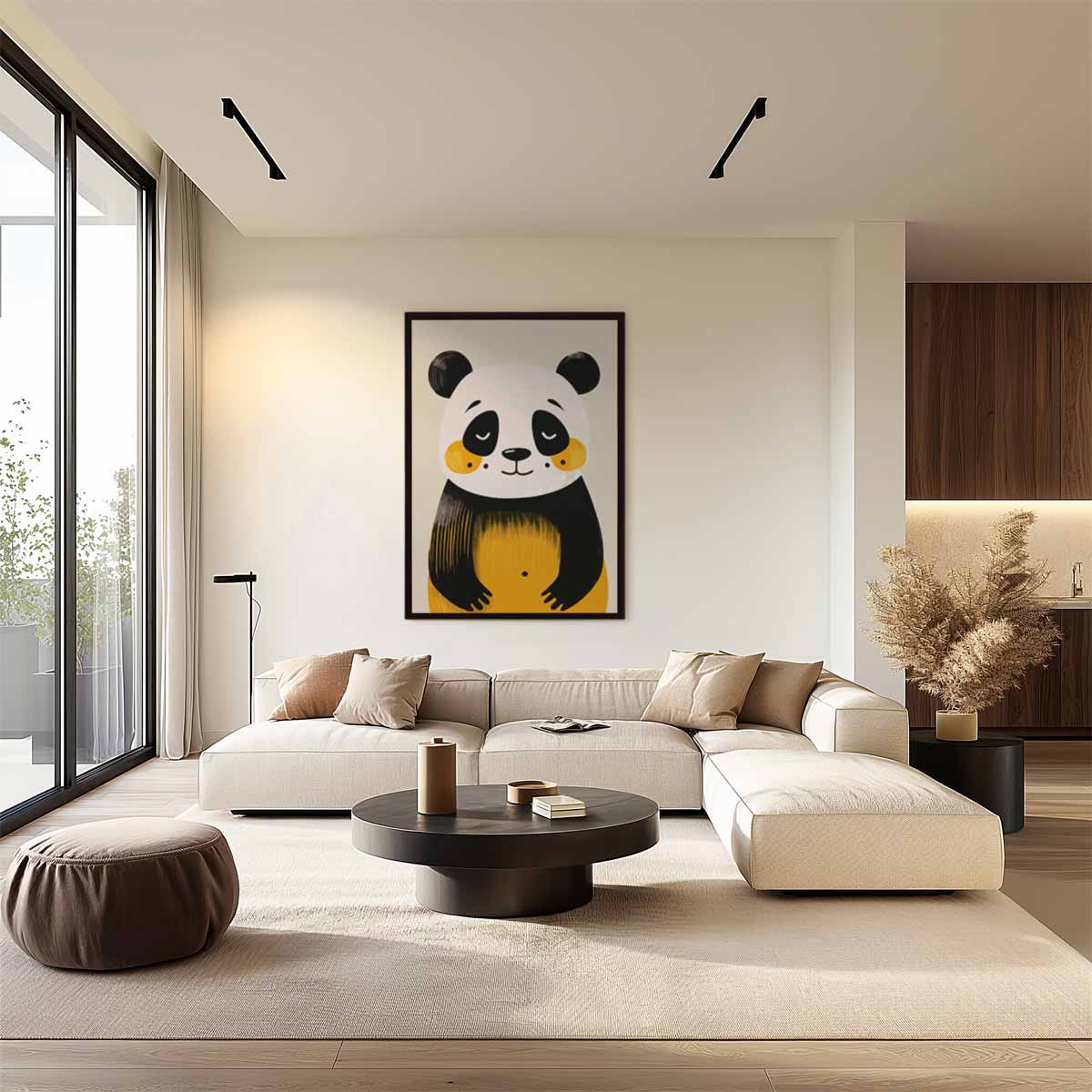 Vrolijke Panda Print Kunstwerk-canvas-dibond-plexiglas-wanddecoratie-WallArtistic