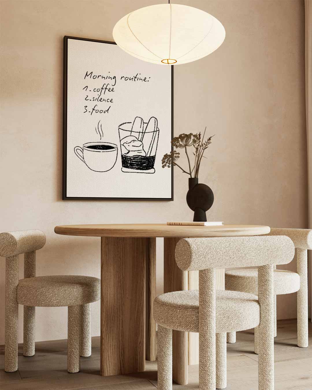 Ontspannen Ochtendritueel Illustratie Kunstwerk-canvas-dibond-plexiglas-wanddecoratie-WallArtistic