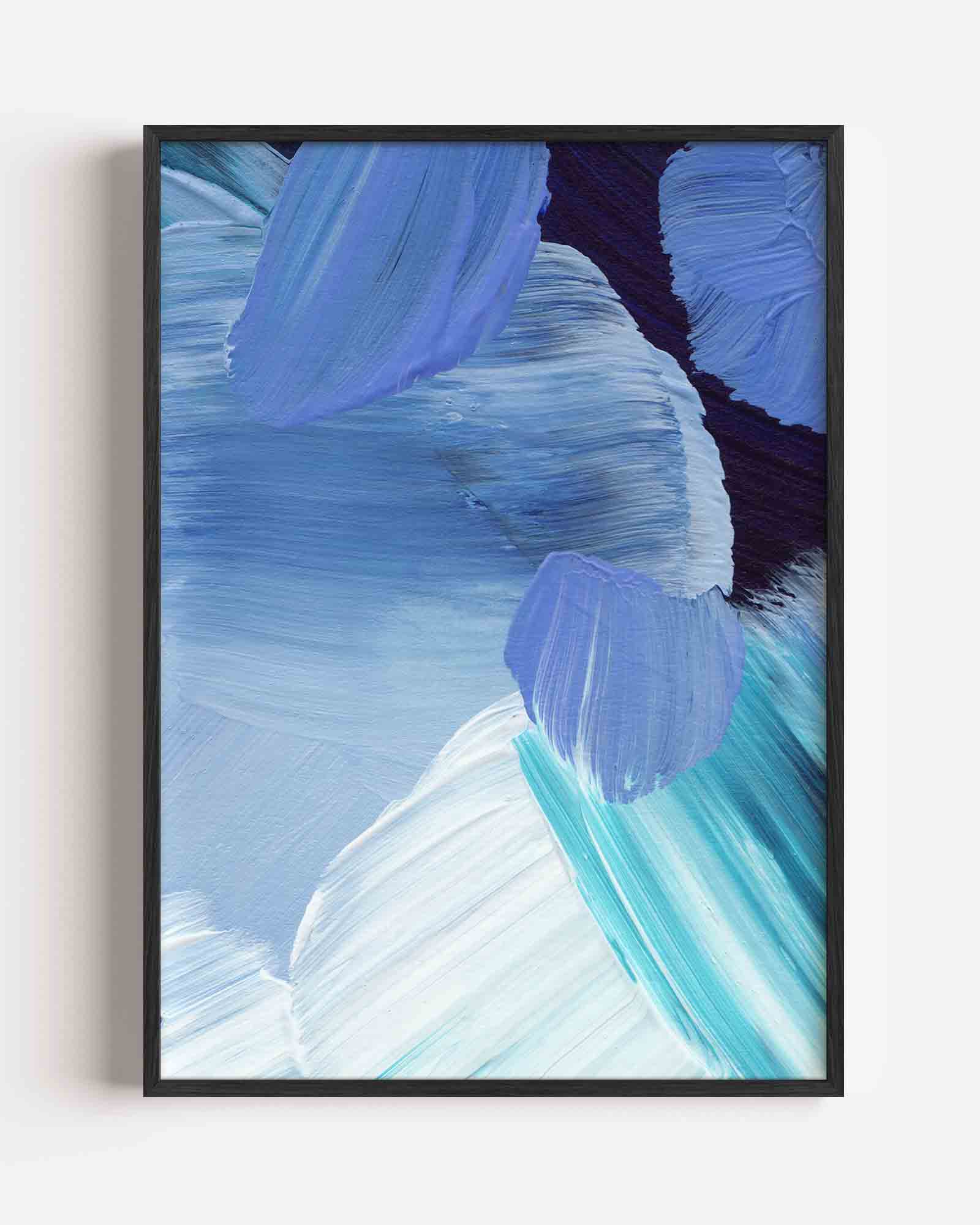 Blauwe penseelstreken Poster