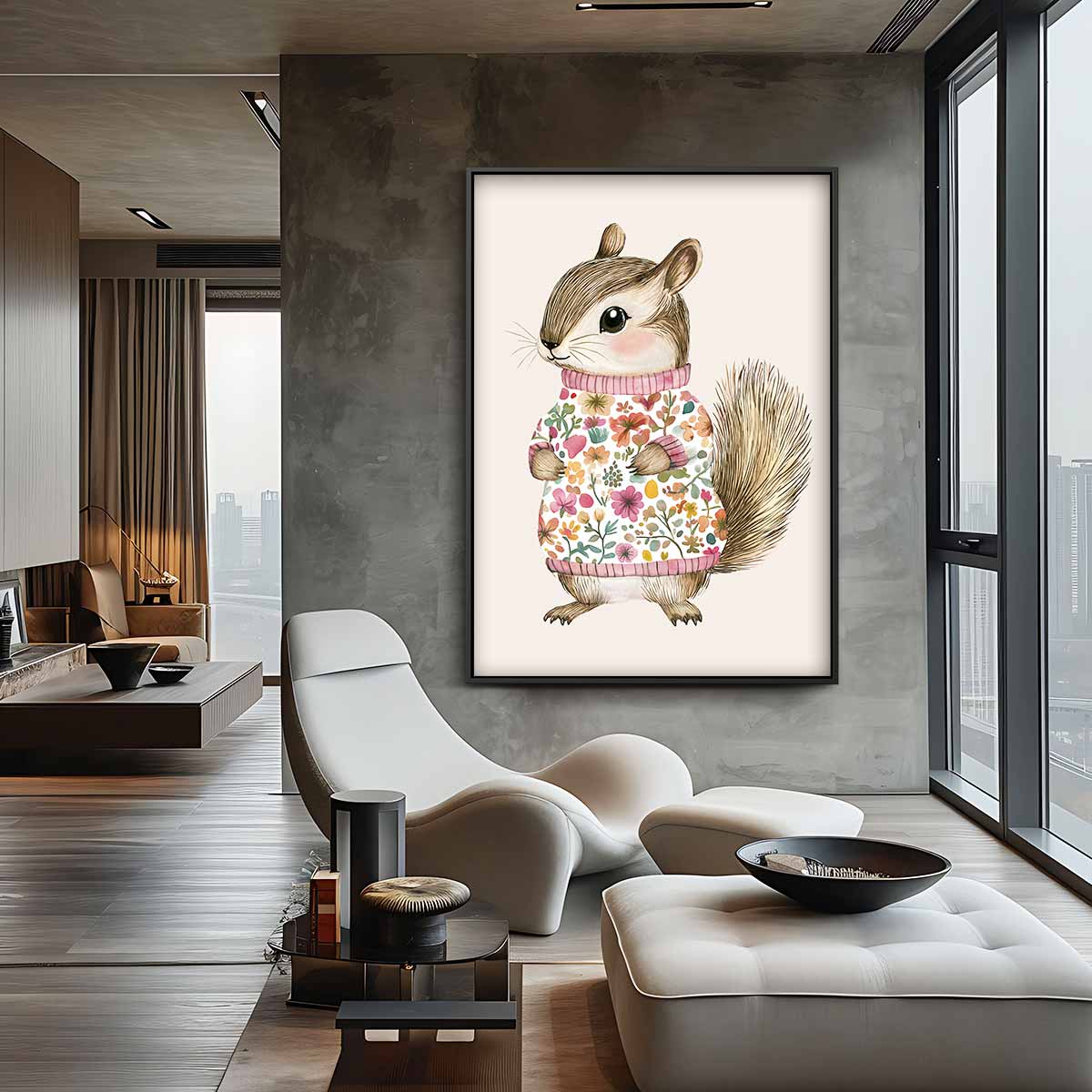 Bloemenegel in Trui Kunstwerk-canvas-dibond-plexiglas-wanddecoratie-WallArtistic