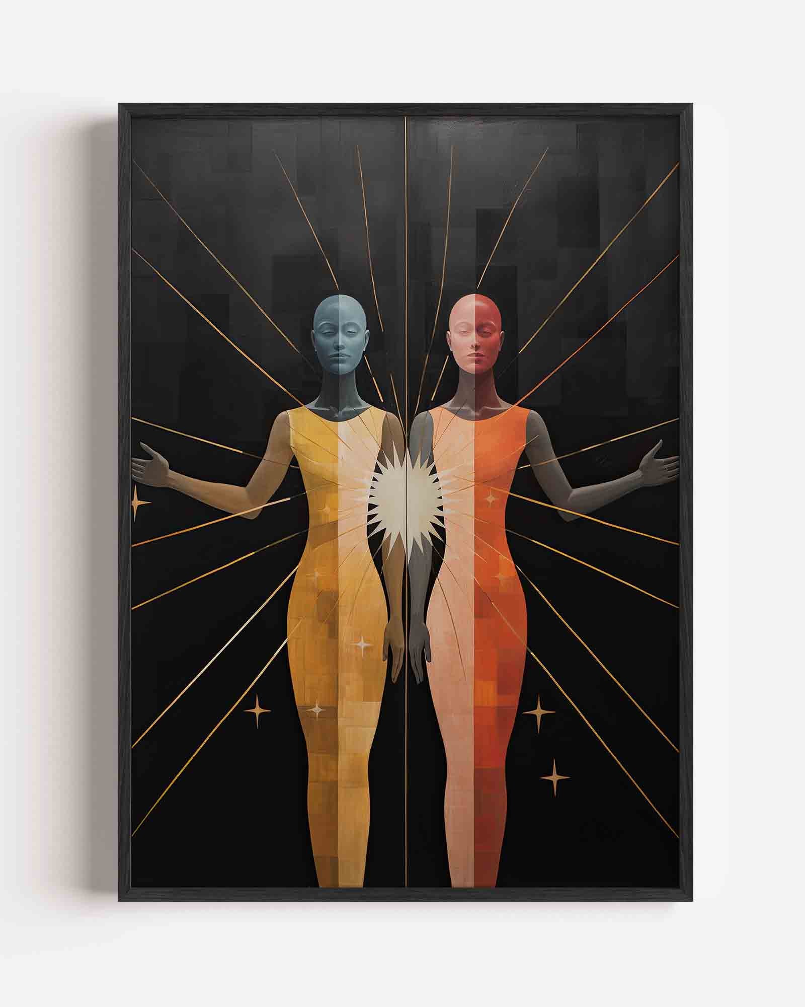 Twee figuren met stralen Poster