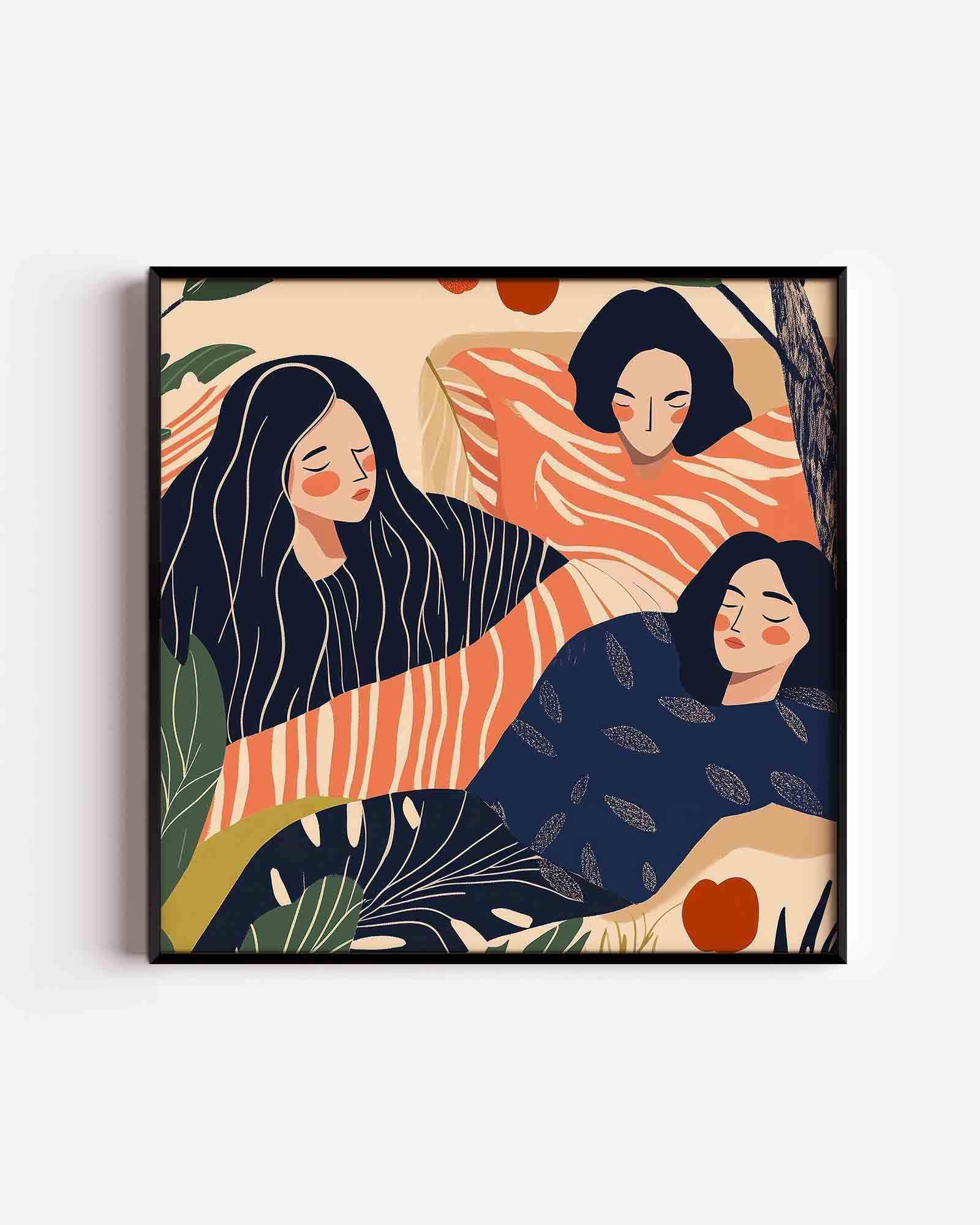 Drie figuren met patronen Poster