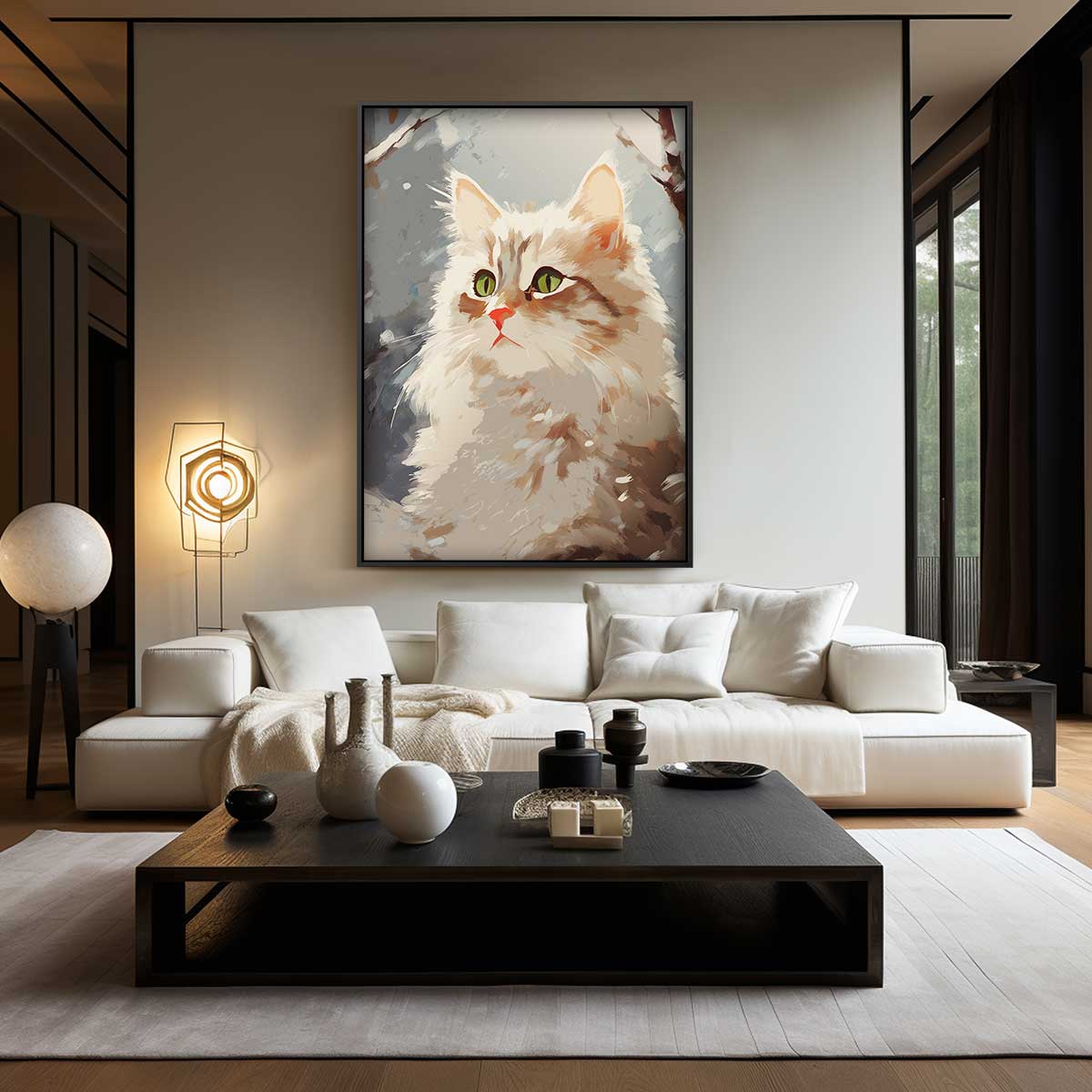 Winterse Kattenblik Kunstwerk-canvas-dibond-plexiglas-wanddecoratie-WallArtistic
