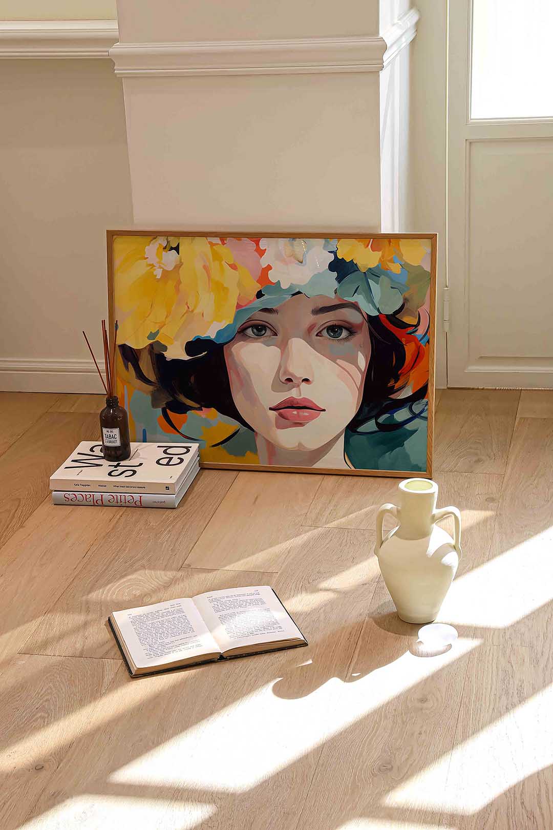Vrouw met bloemenhoed Poster