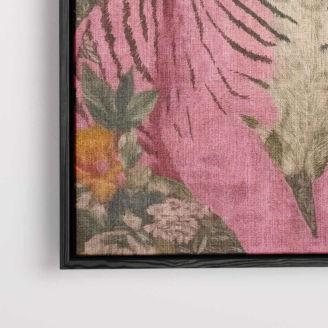 Kleurrijke Tijger in Bloementuin Kunstwerk-canvas-dibond-plexiglas-wanddecoratie-WallArtistic