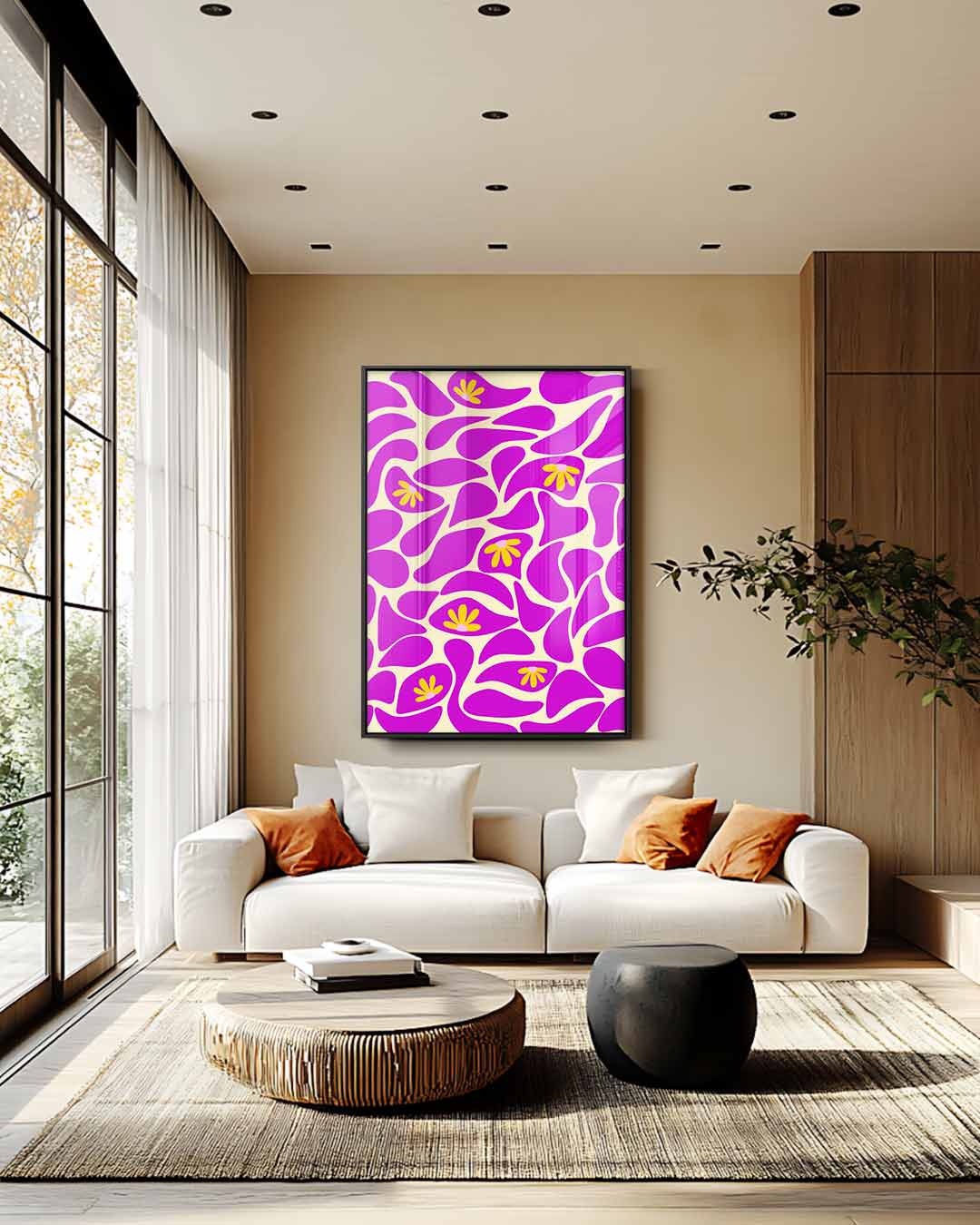 Vrolijke Bloemen Abstract Kunstwerk-canvas-dibond-plexiglas-wanddecoratie-WallArtistic