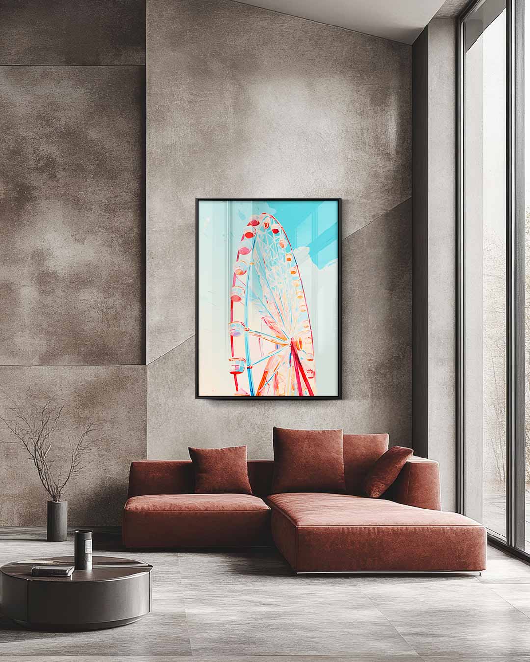 Kleurrijke Reuzenrad Droom Kunstwerk-canvas-dibond-plexiglas-wanddecoratie-WallArtistic