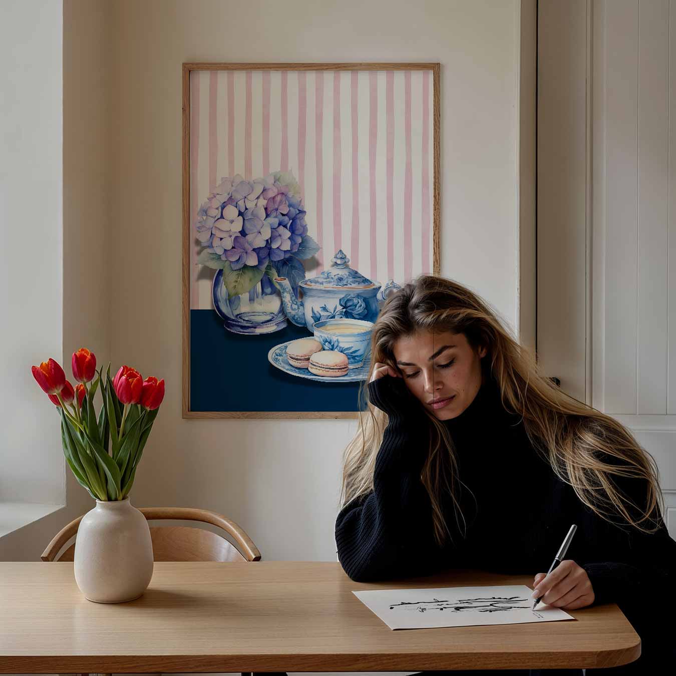 Romantische Theetijd Poster-WallArtistic