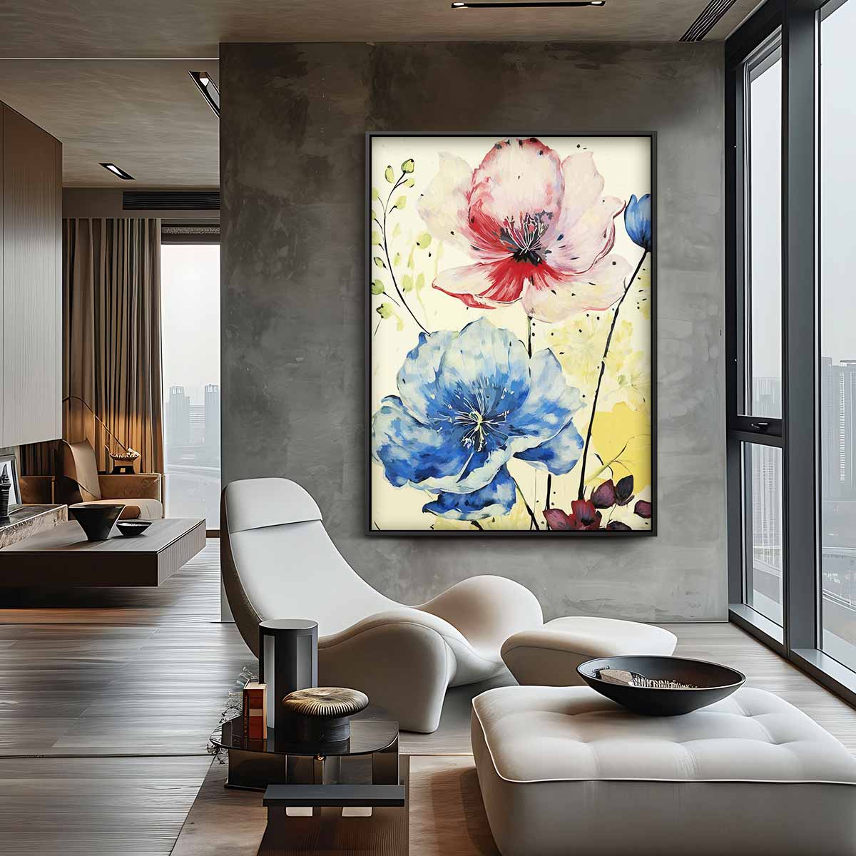 Bloemenpracht in Aquarel Kunstwerk-canvas-dibond-plexiglas-wanddecoratie-WallArtistic