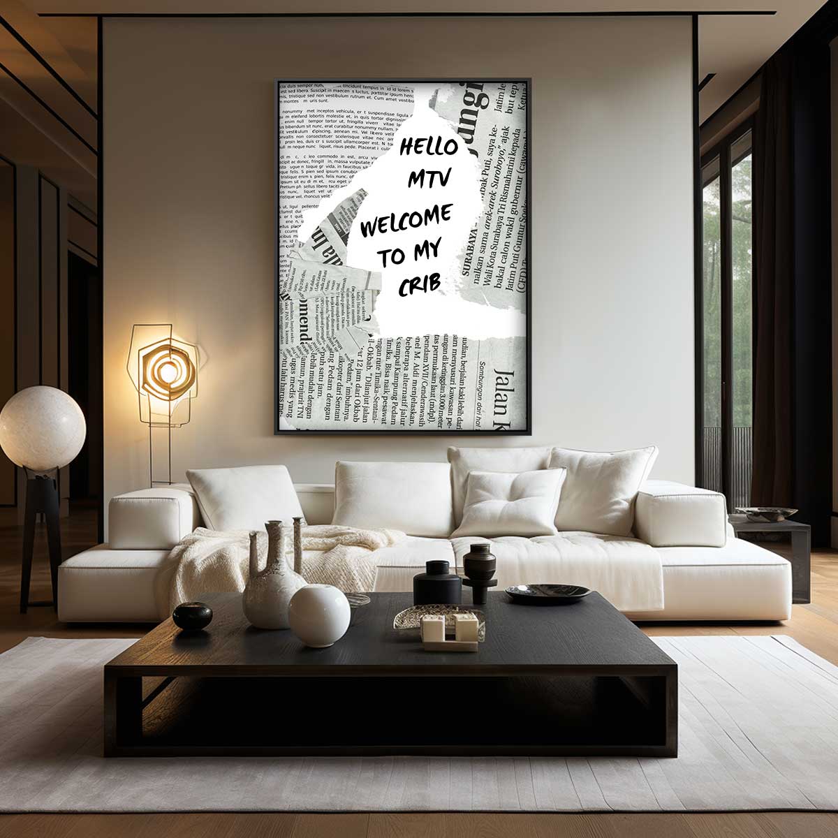 Grappige Krant Collage MTV Quote Kunstwerk-canvas-dibond-plexiglas-wanddecoratie-WallArtistic