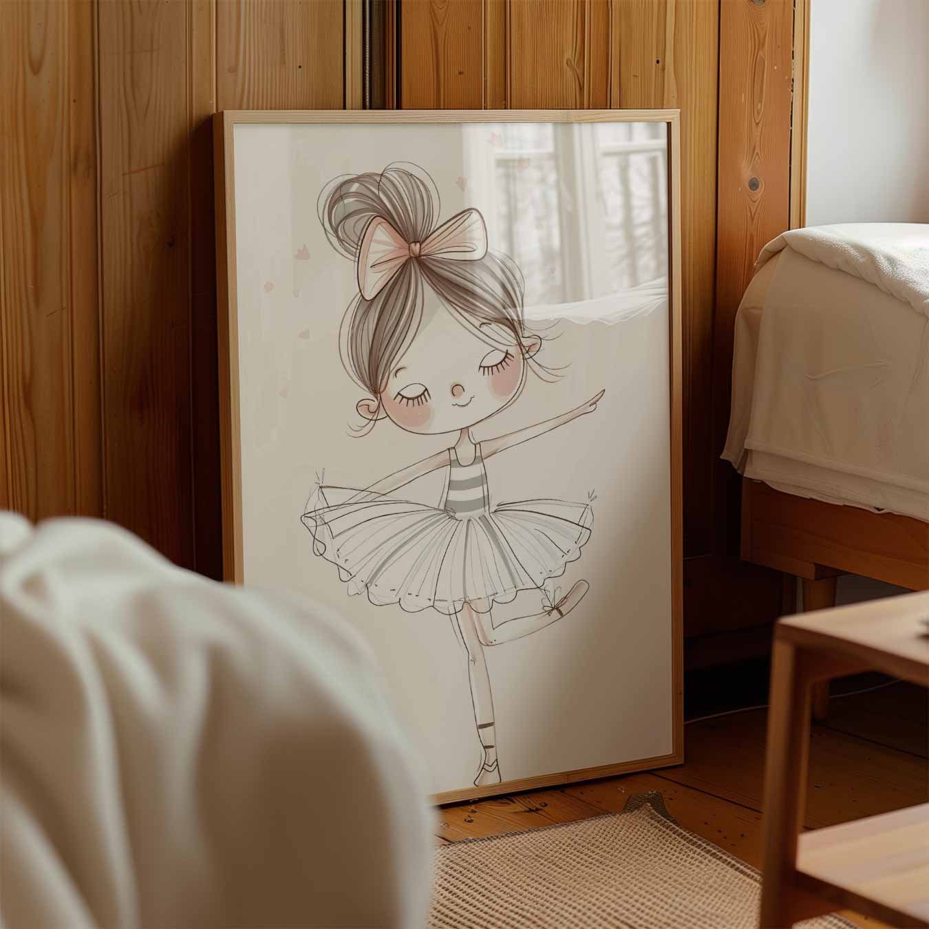 Schattige Ballerina Illustratie Poster-WallArtistic