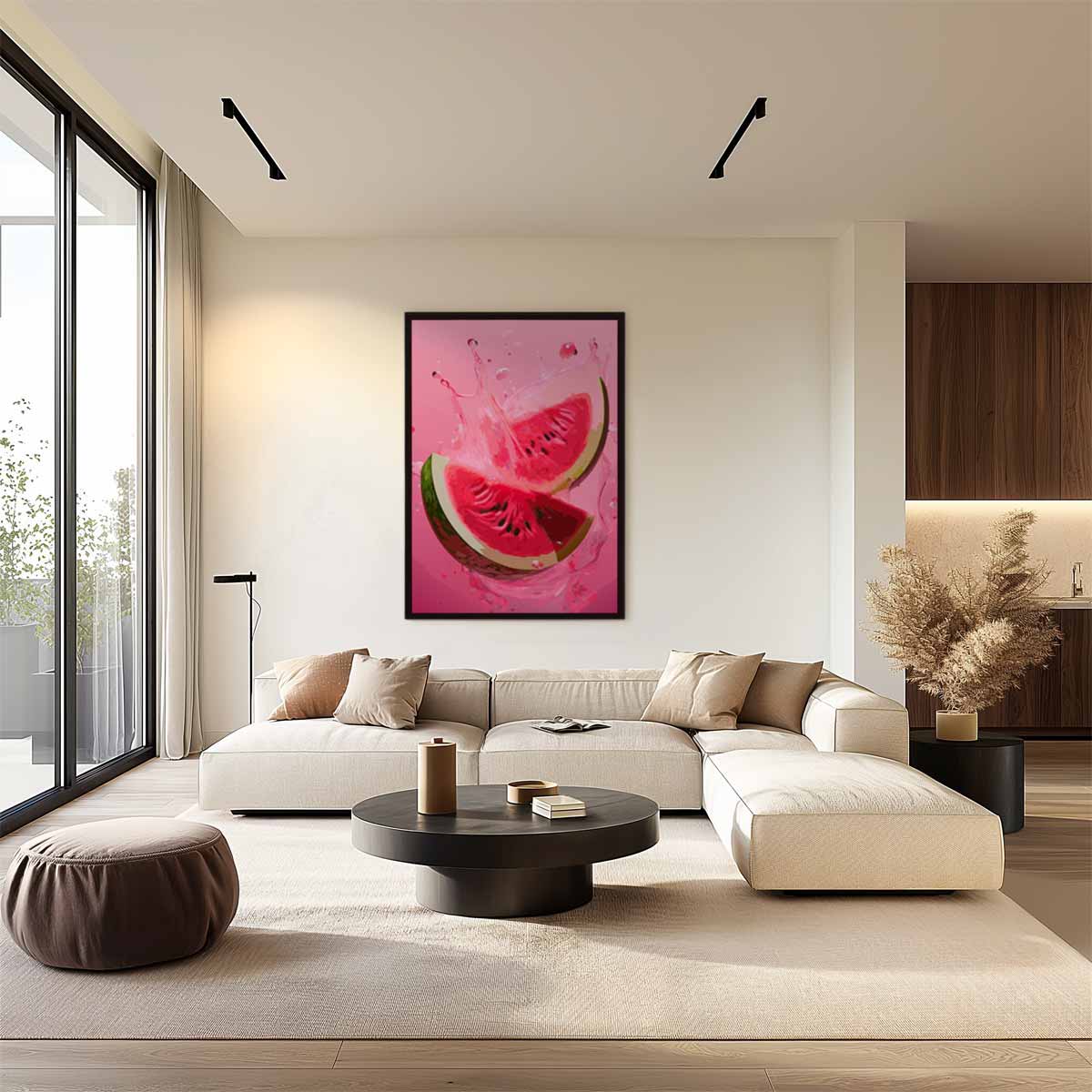 Spetterende Watermeloen Kunstwerk Kunstwerk-canvas-dibond-plexiglas-wanddecoratie-WallArtistic