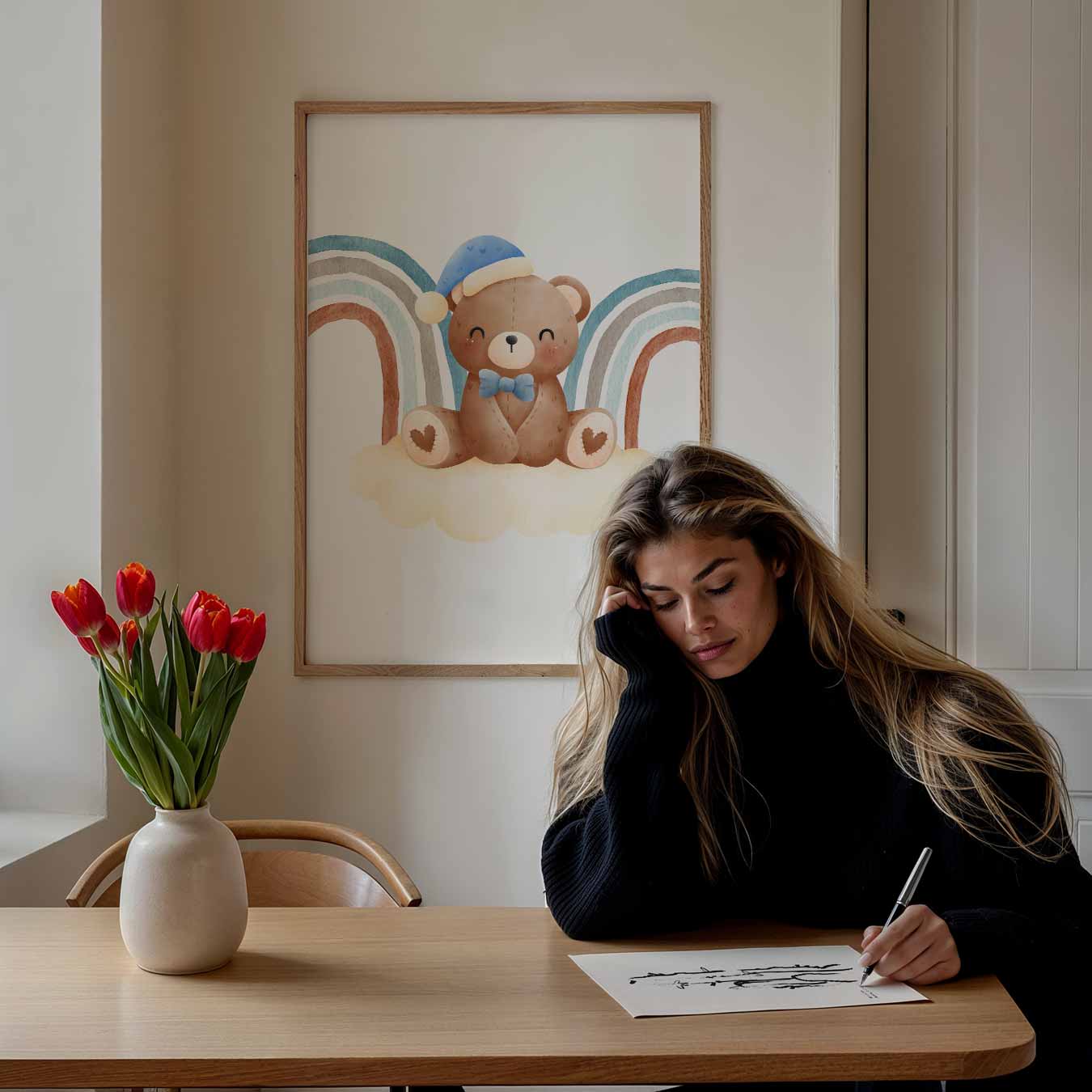 Beer met Regenboog Poster-WallArtistic