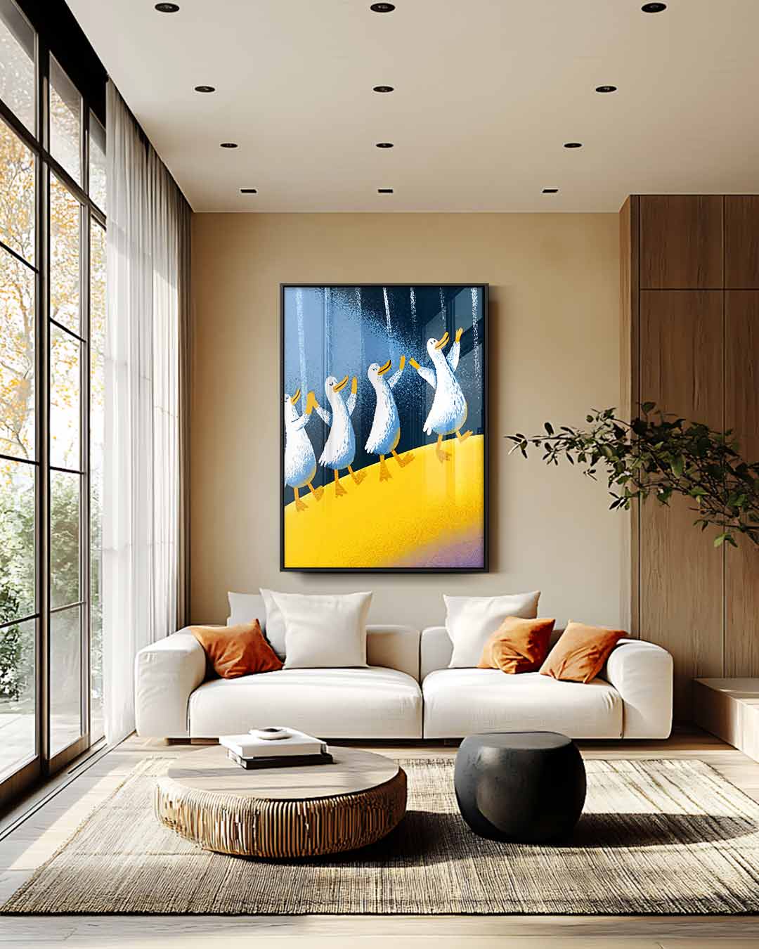Vrolijke Eendenmars Kunstwerk-canvas-dibond-plexiglas-wanddecoratie-WallArtistic