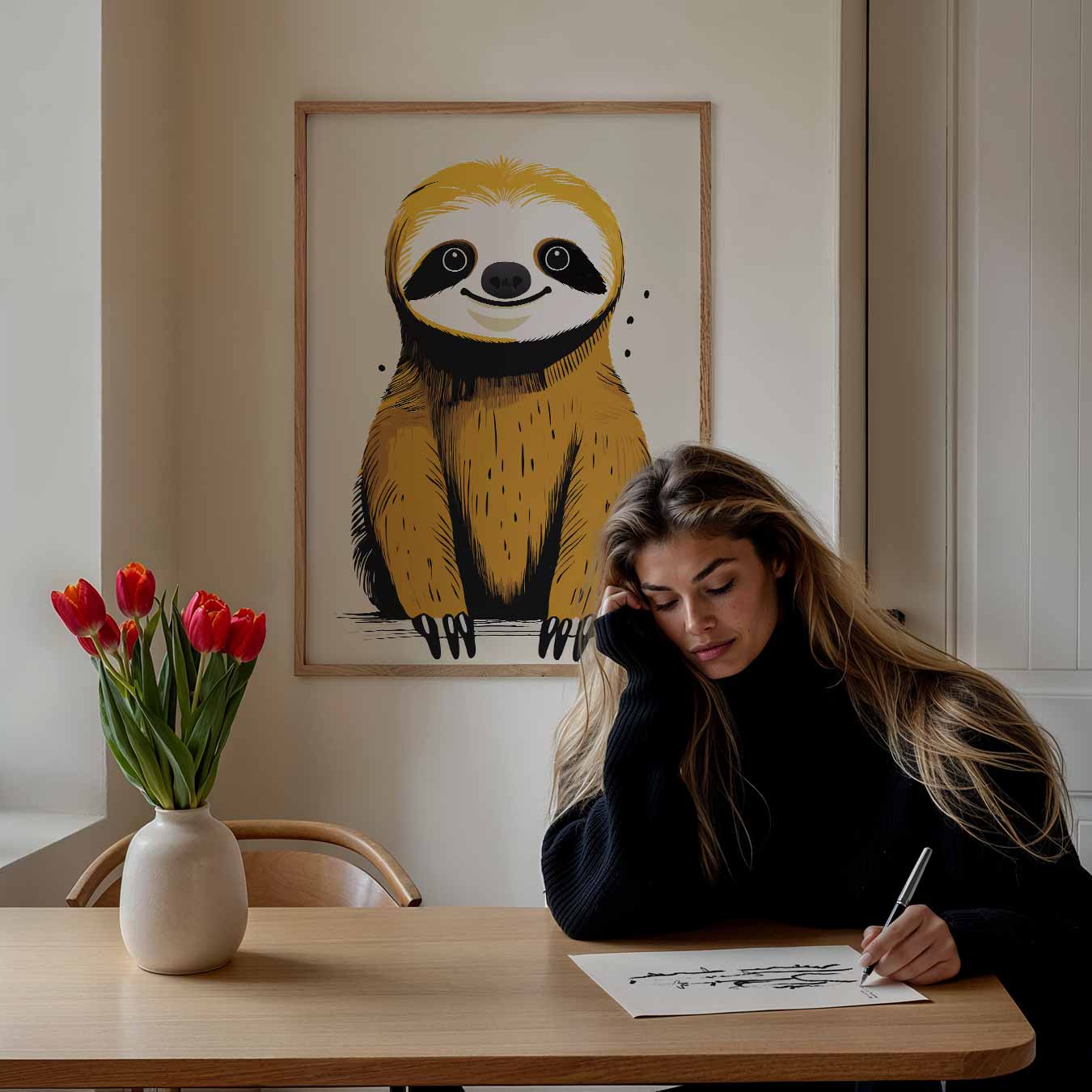 Schattige Luiaard Illustratie Poster