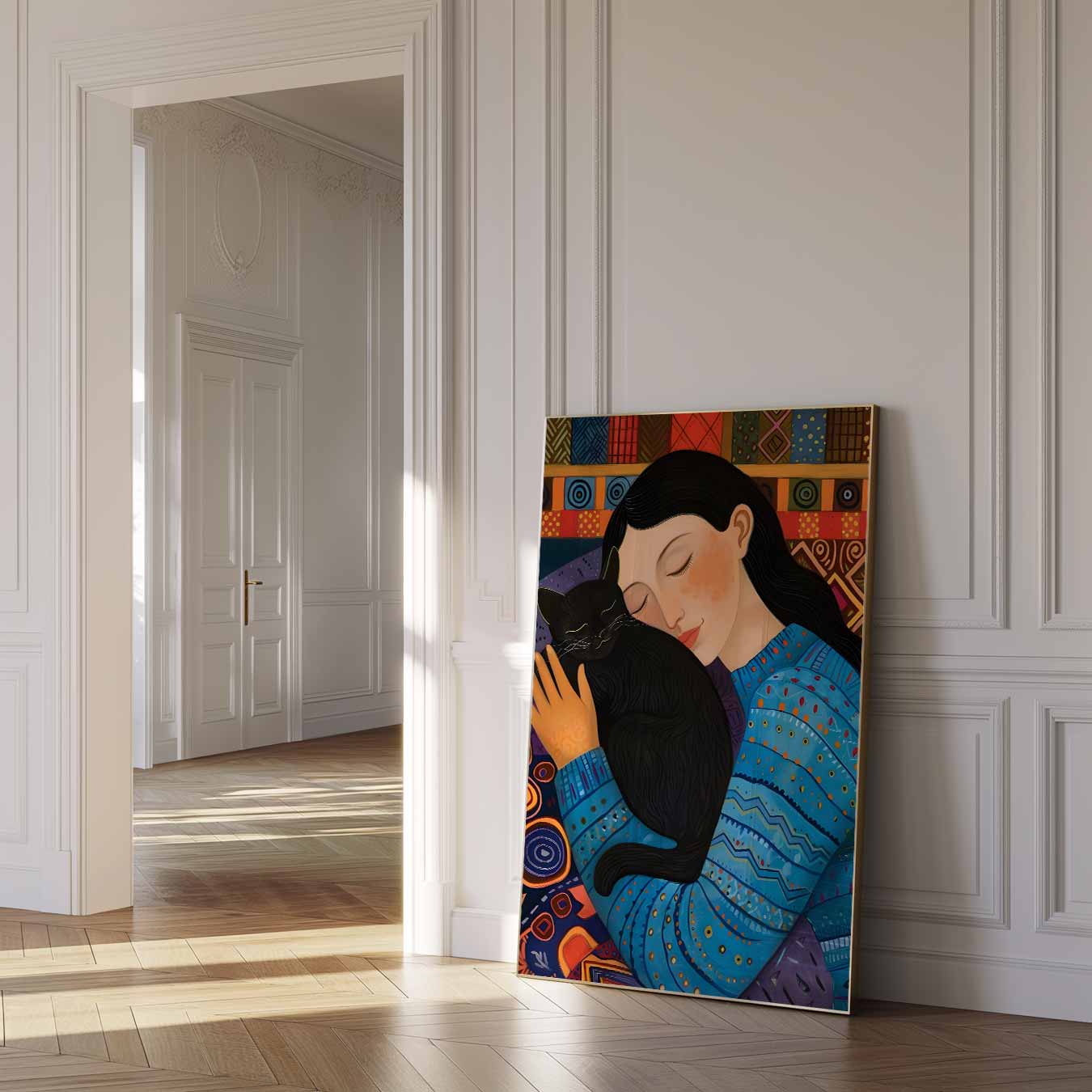 Warme Knuffel met Kat Poster-WallArtistic