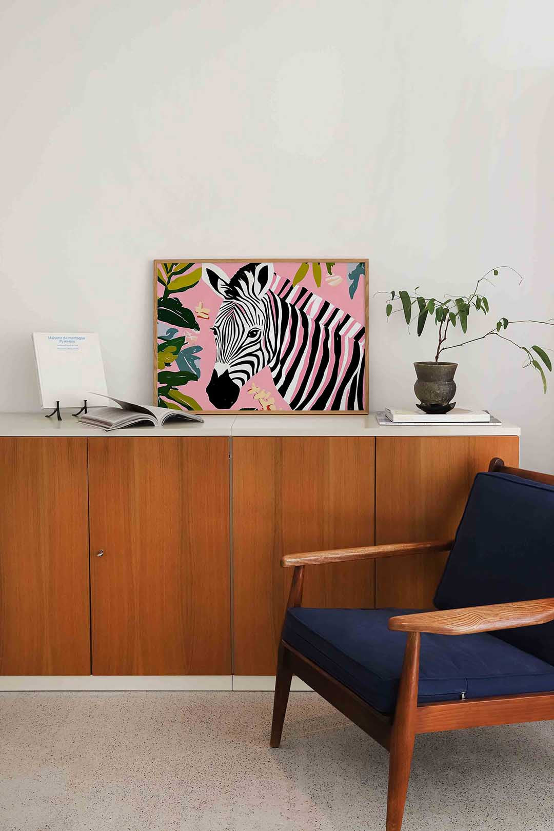 Zebra en bladeren Poster