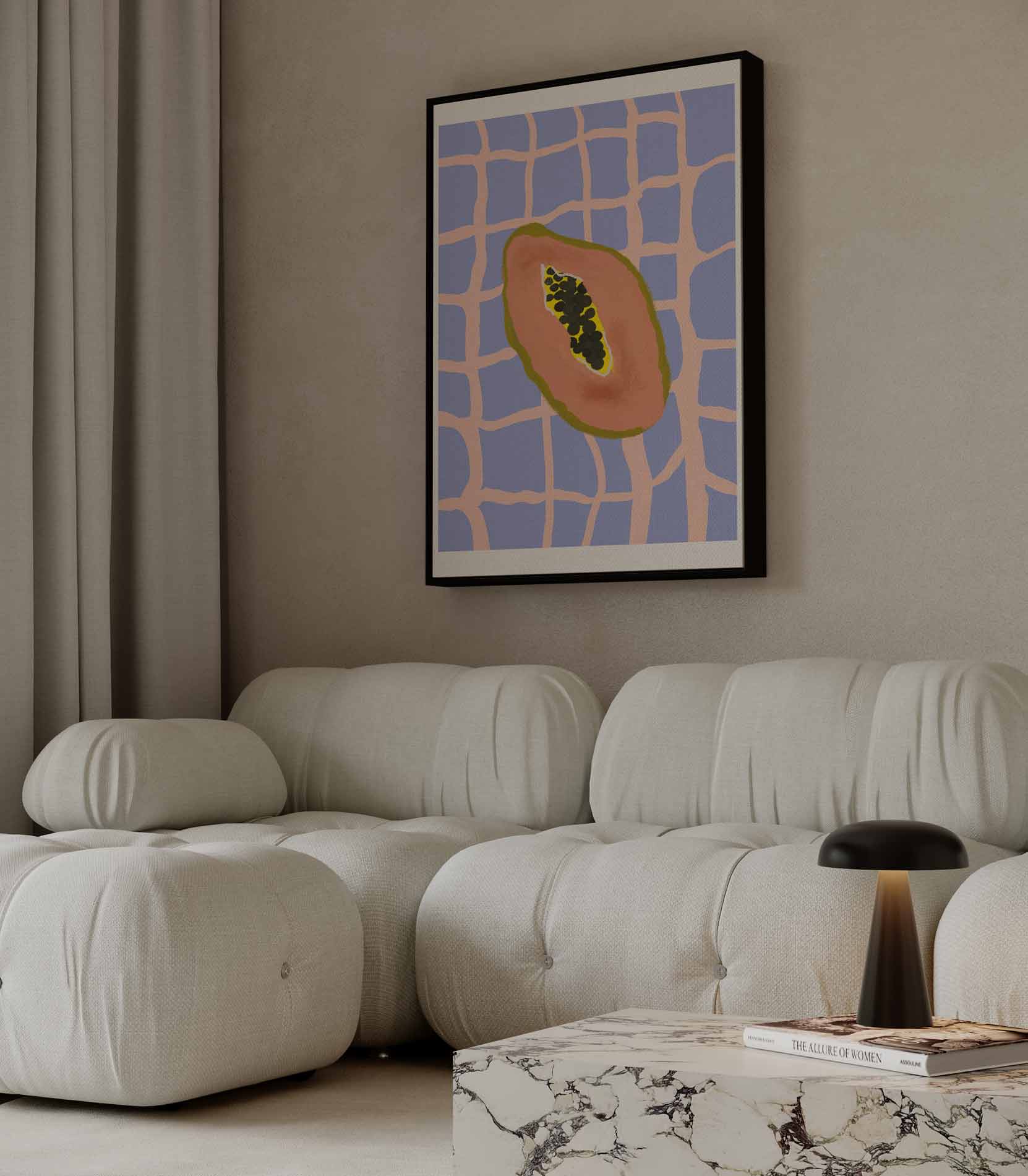 Tropische Papaya Vibes Kunstwerk-canvas-dibond-plexiglas-wanddecoratie-WallArtistic