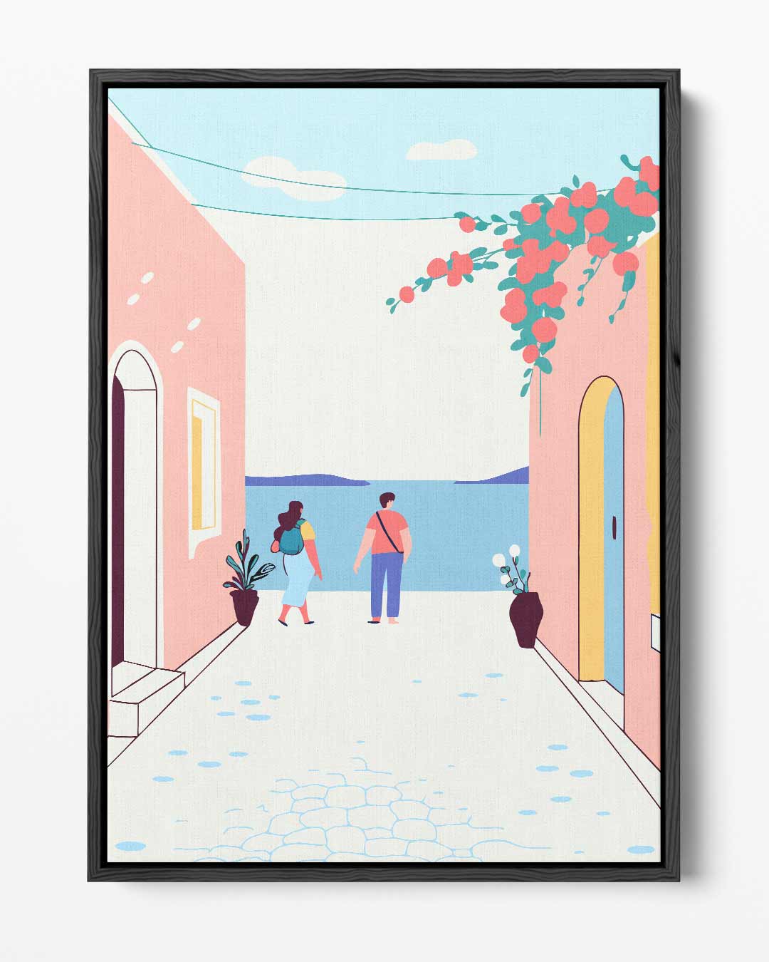 Zomerse Wandeling aan Zee Kunstwerk-canvas-dibond-plexiglas-wanddecoratie-WallArtistic