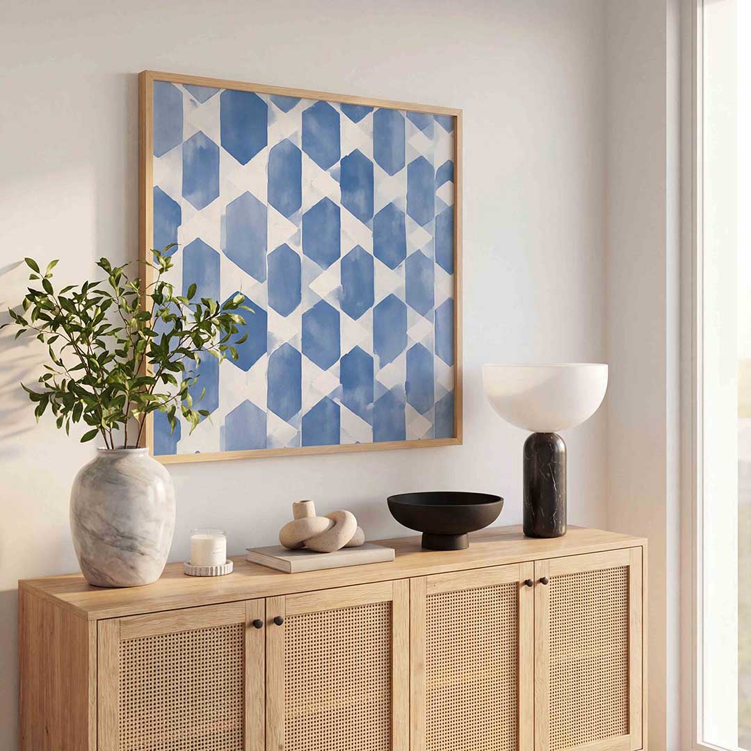 Blauwe geometrische vormen Poster