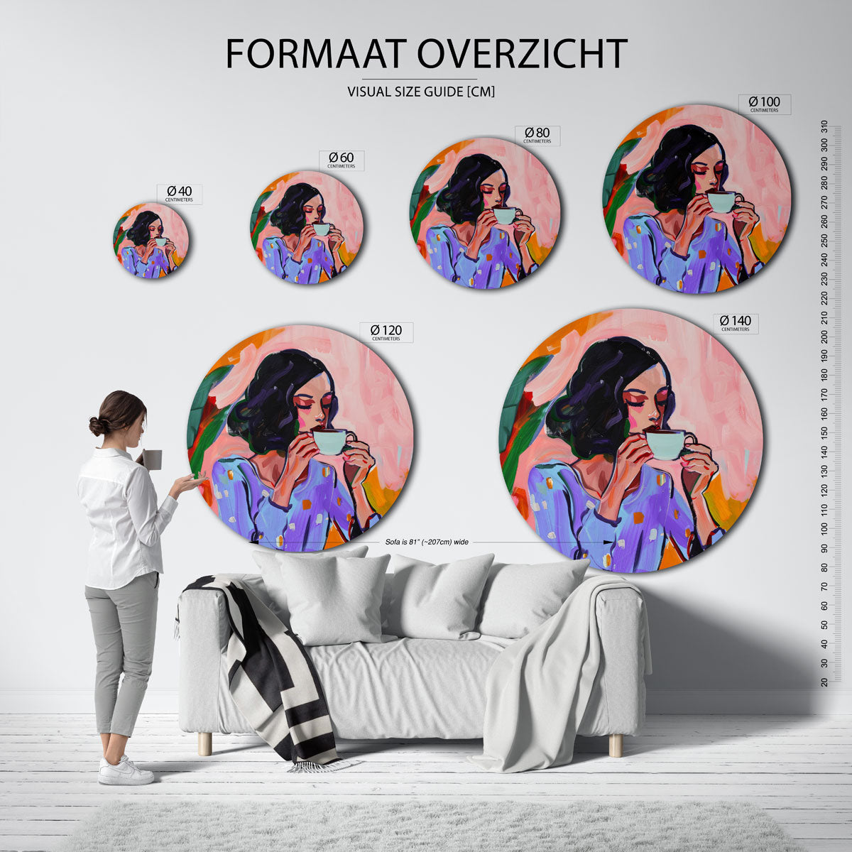 Vrouw met kopje Muurcirkel