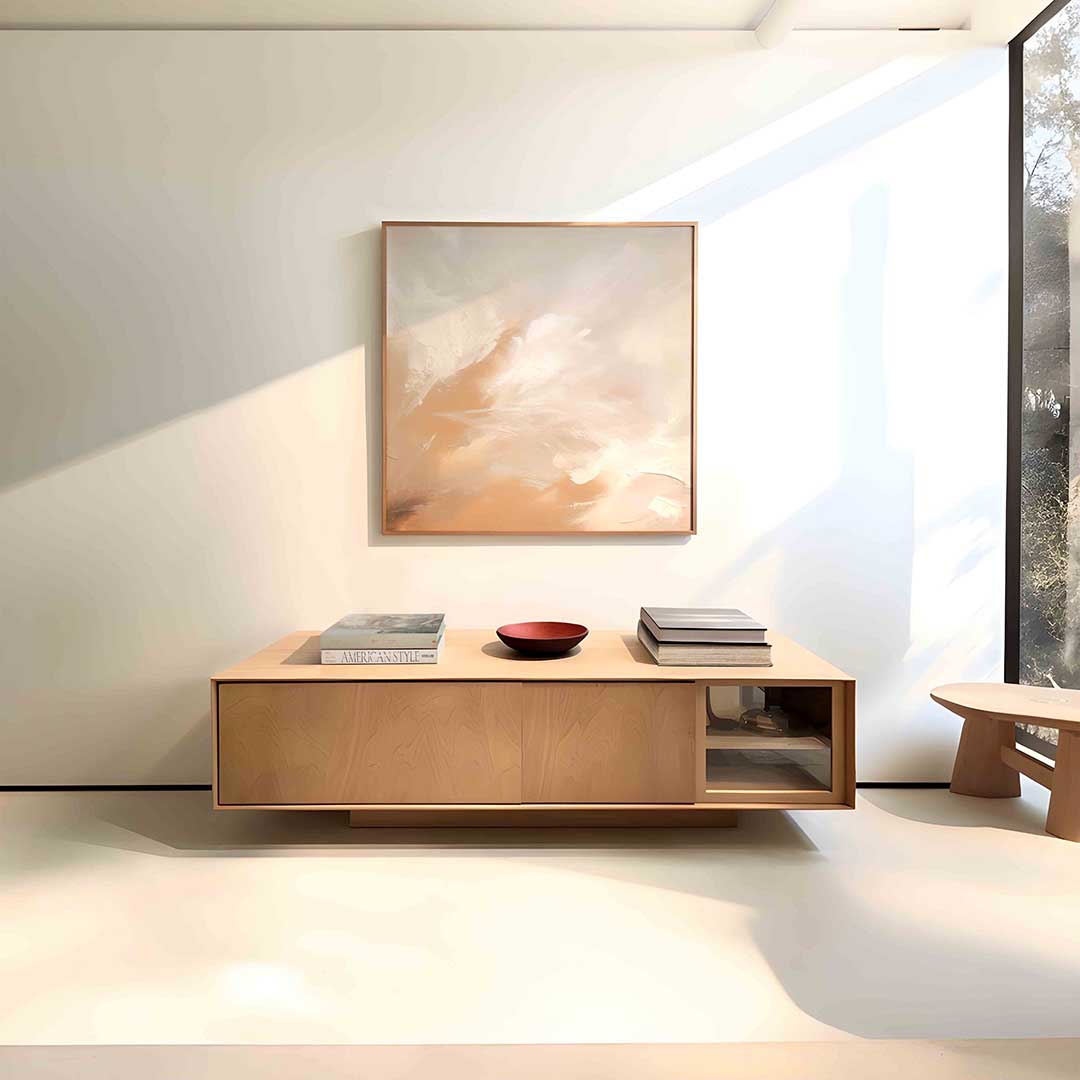 Abstracte beige en witte Poster