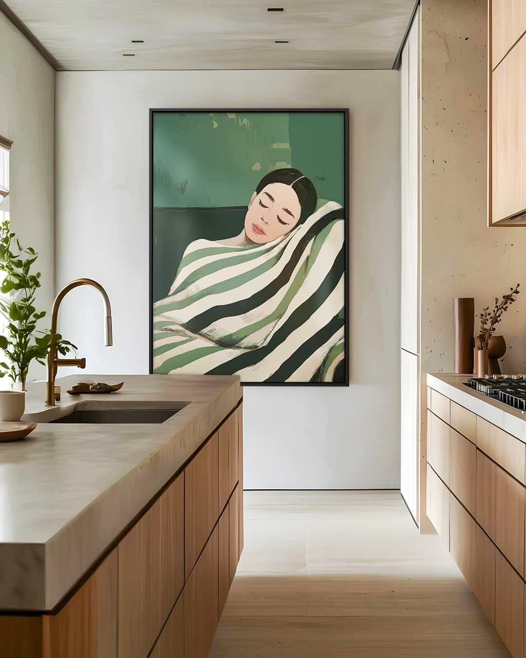 Slapende Schoonheid in Groen Kunstwerk-canvas-dibond-plexiglas-wanddecoratie-WallArtistic