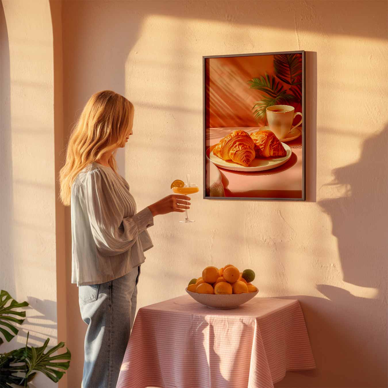 Ontspan met Croissants en Koffie Poster