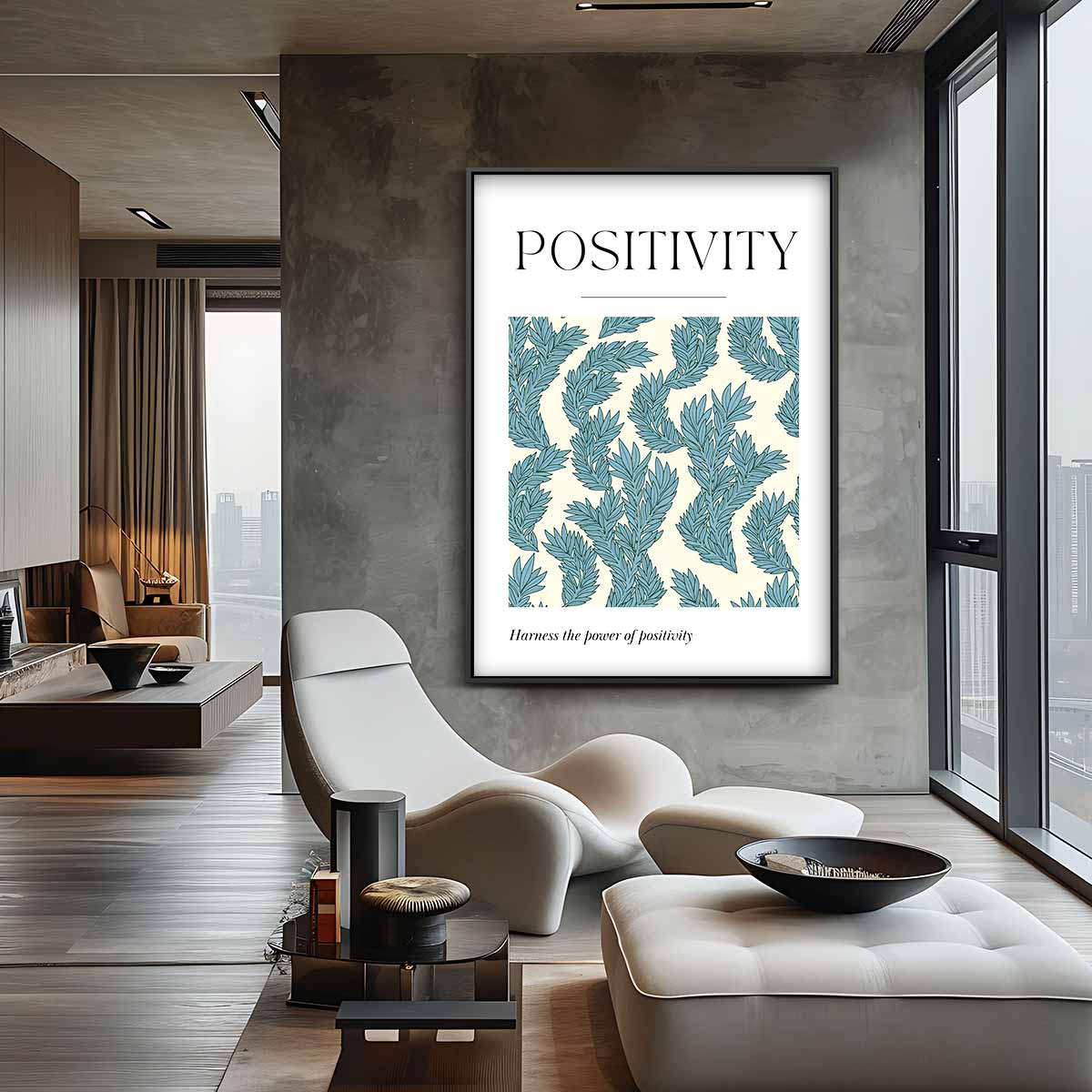 Positivity Bladeren Kunstwerk Kunstwerk-canvas-dibond-plexiglas-wanddecoratie-WallArtistic