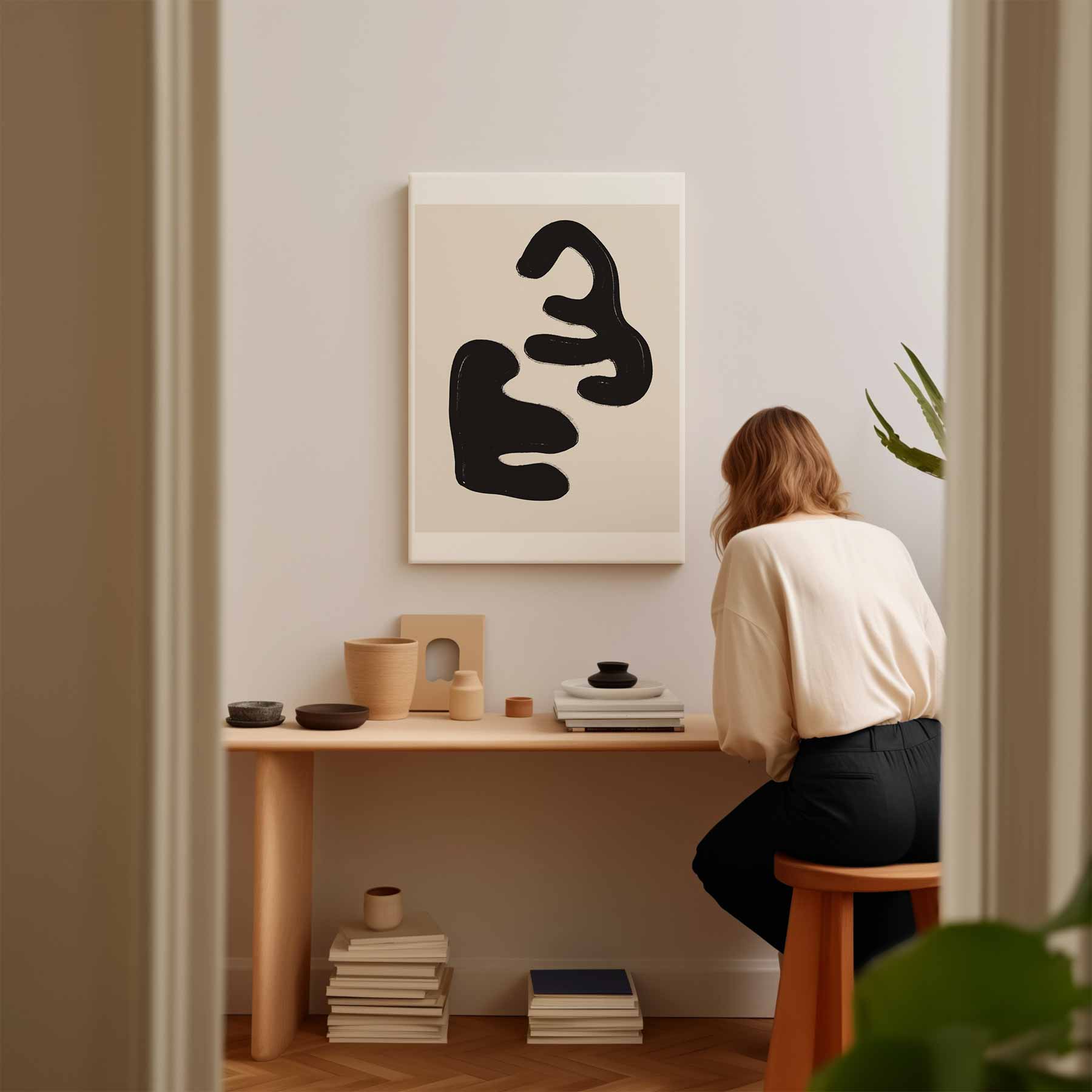 Organische Vormen in Zwart Kunstwerk-canvas-dibond-plexiglas-wanddecoratie-WallArtistic