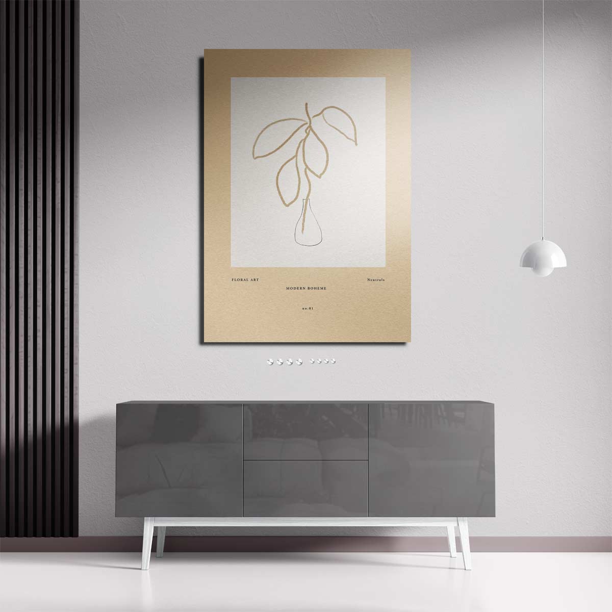 Moderne Boheemse Bloemtekening Kunstwerk-canvas-dibond-plexiglas-wanddecoratie-WallArtistic