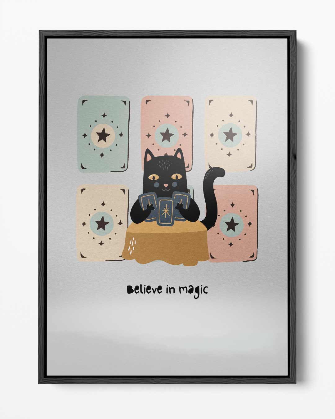 Magische Kat met Tarot Kaarten Kunstwerk-canvas-dibond-plexiglas-wanddecoratie-WallArtistic