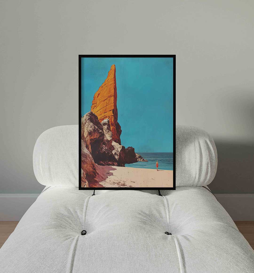 Rotsformatie en strand Poster