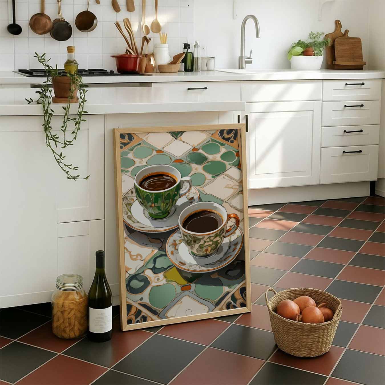 Kleurrijke Koffie Momenten Poster-WallArtistic