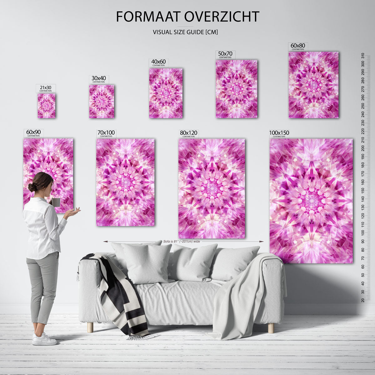 Symmetrische roze vormen Poster