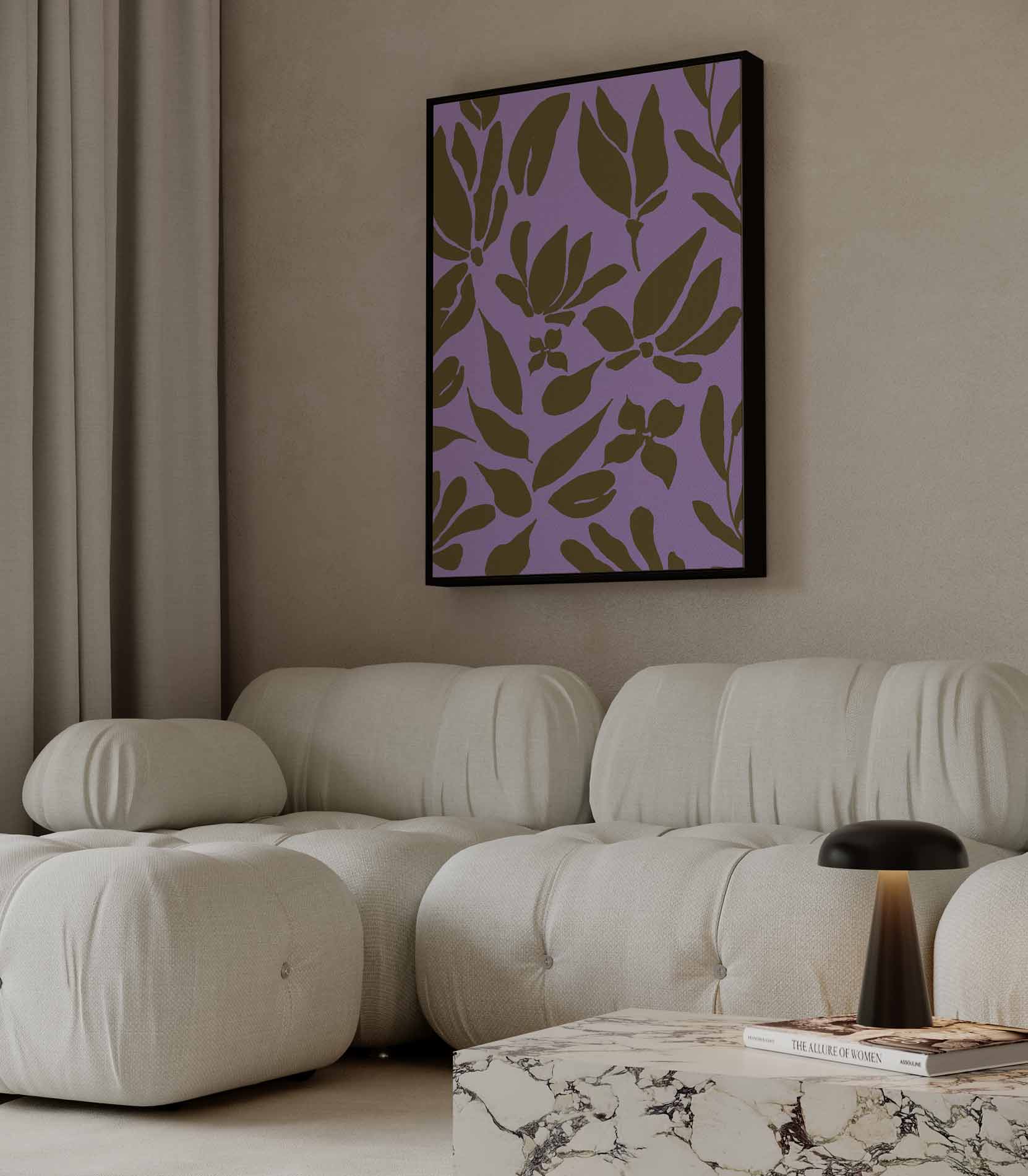 Bloemendans in Bruin en Lavendel Kunstwerk-canvas-dibond-plexiglas-wanddecoratie-WallArtistic