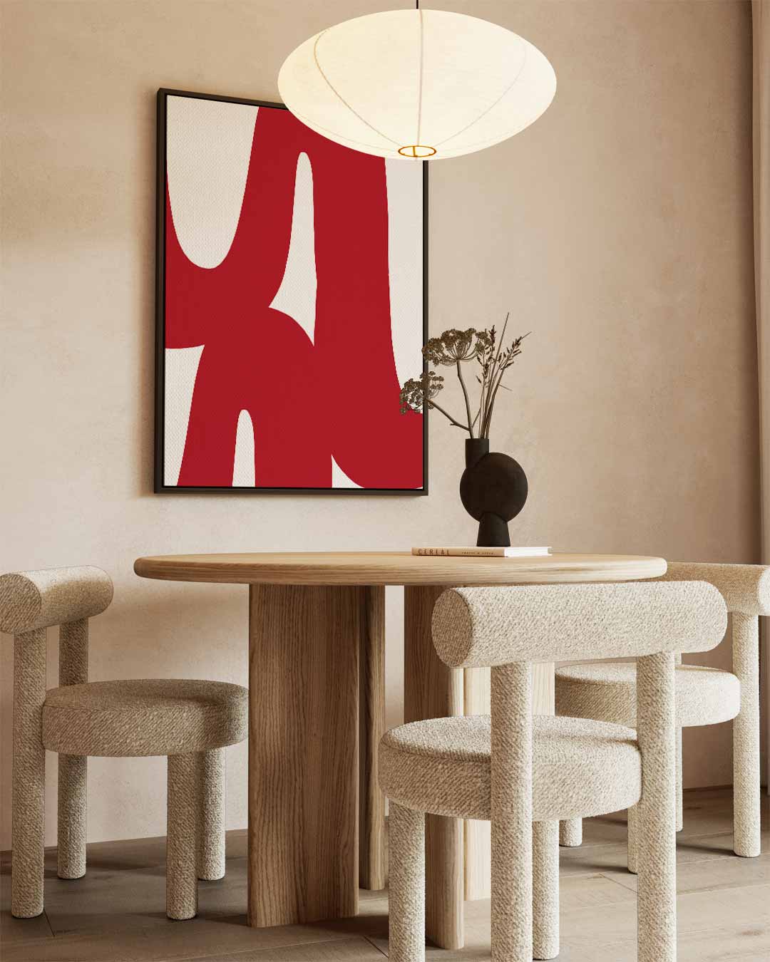 Speelse Rode Golven Kunstwerk-canvas-dibond-plexiglas-wanddecoratie-WallArtistic