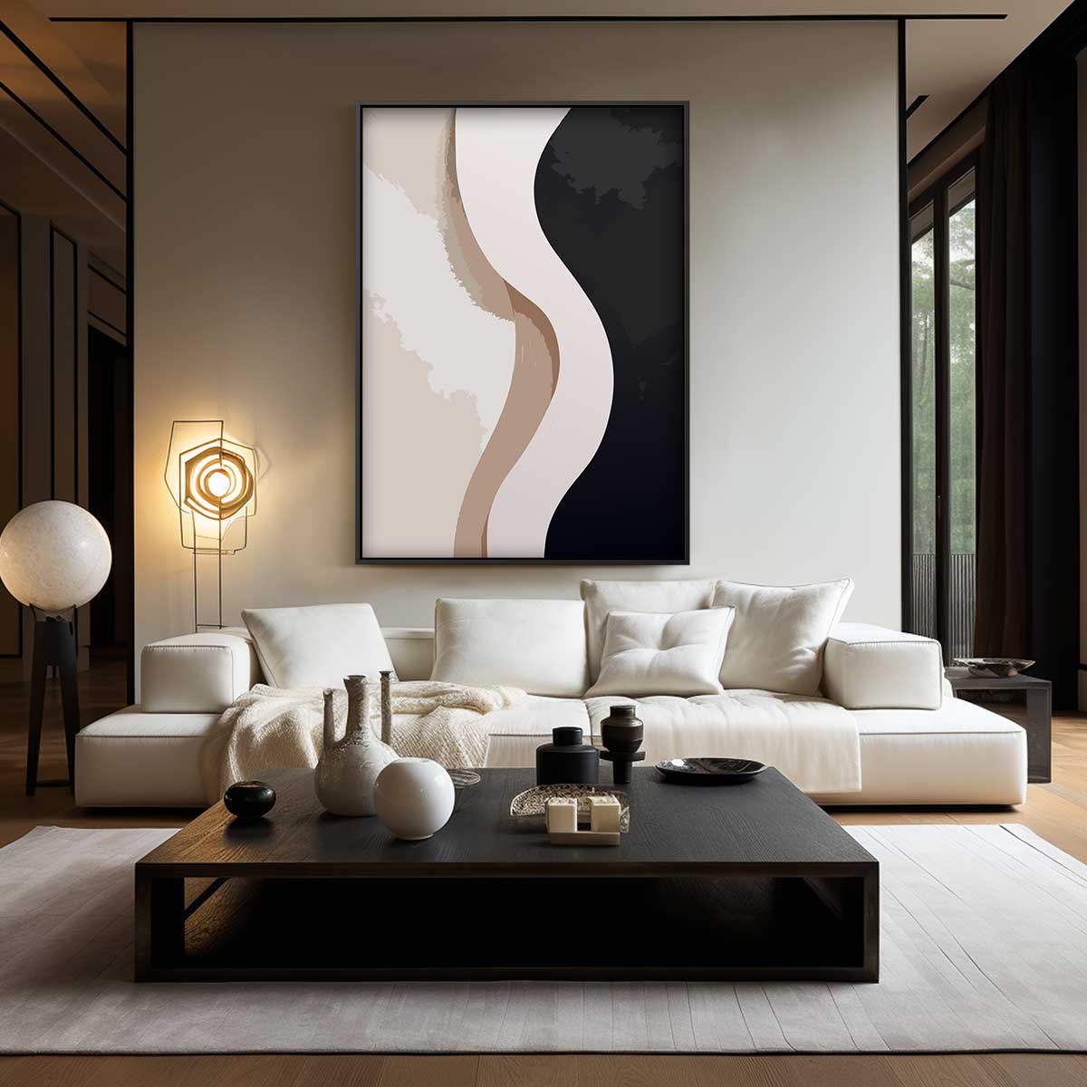 Golvende Abstractie Kunstwerk-canvas-dibond-plexiglas-wanddecoratie-WallArtistic