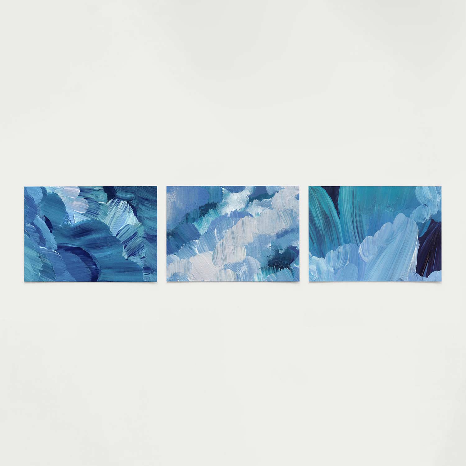 Blauwe borstelstreken Posterset