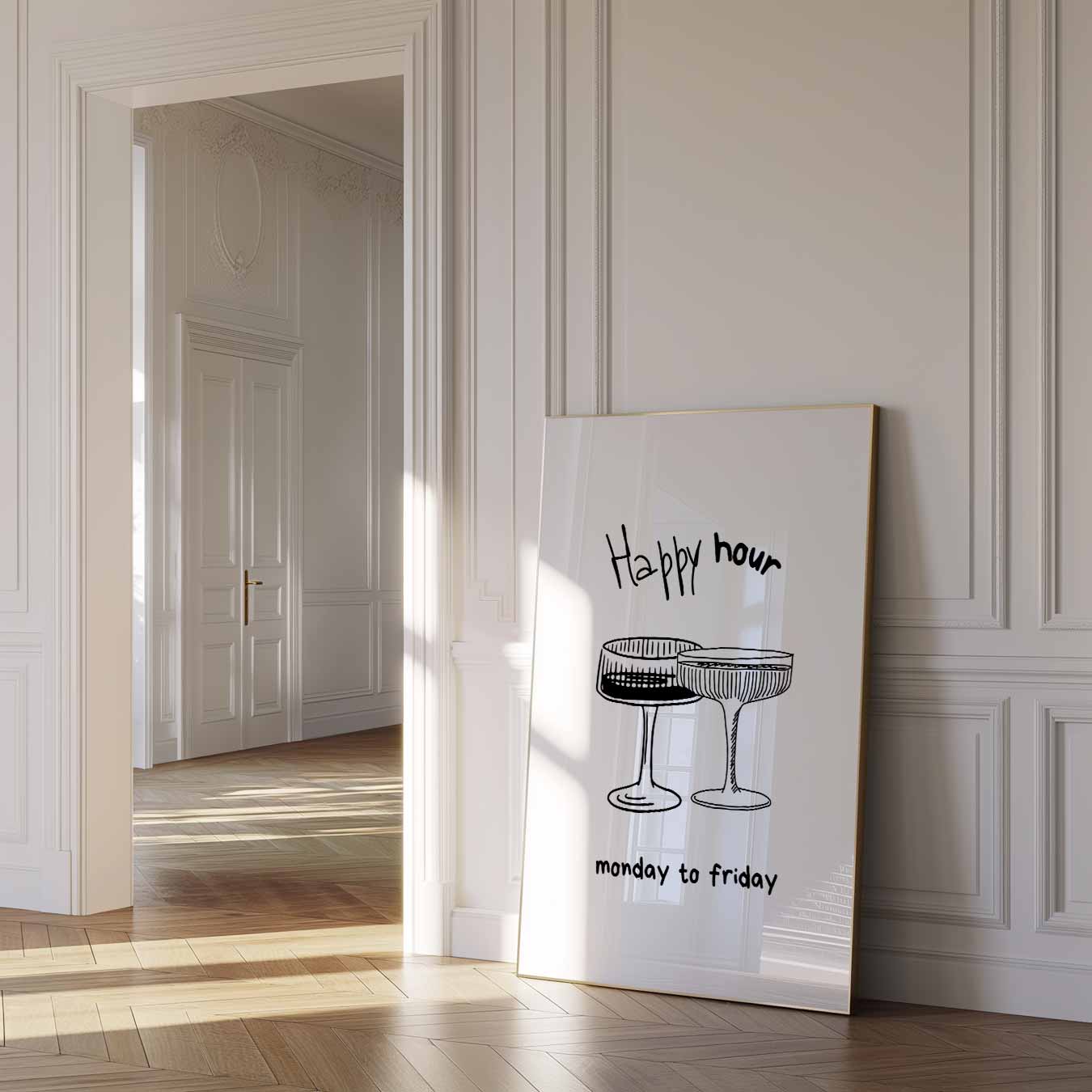 Happy Hour Illustratie Poster