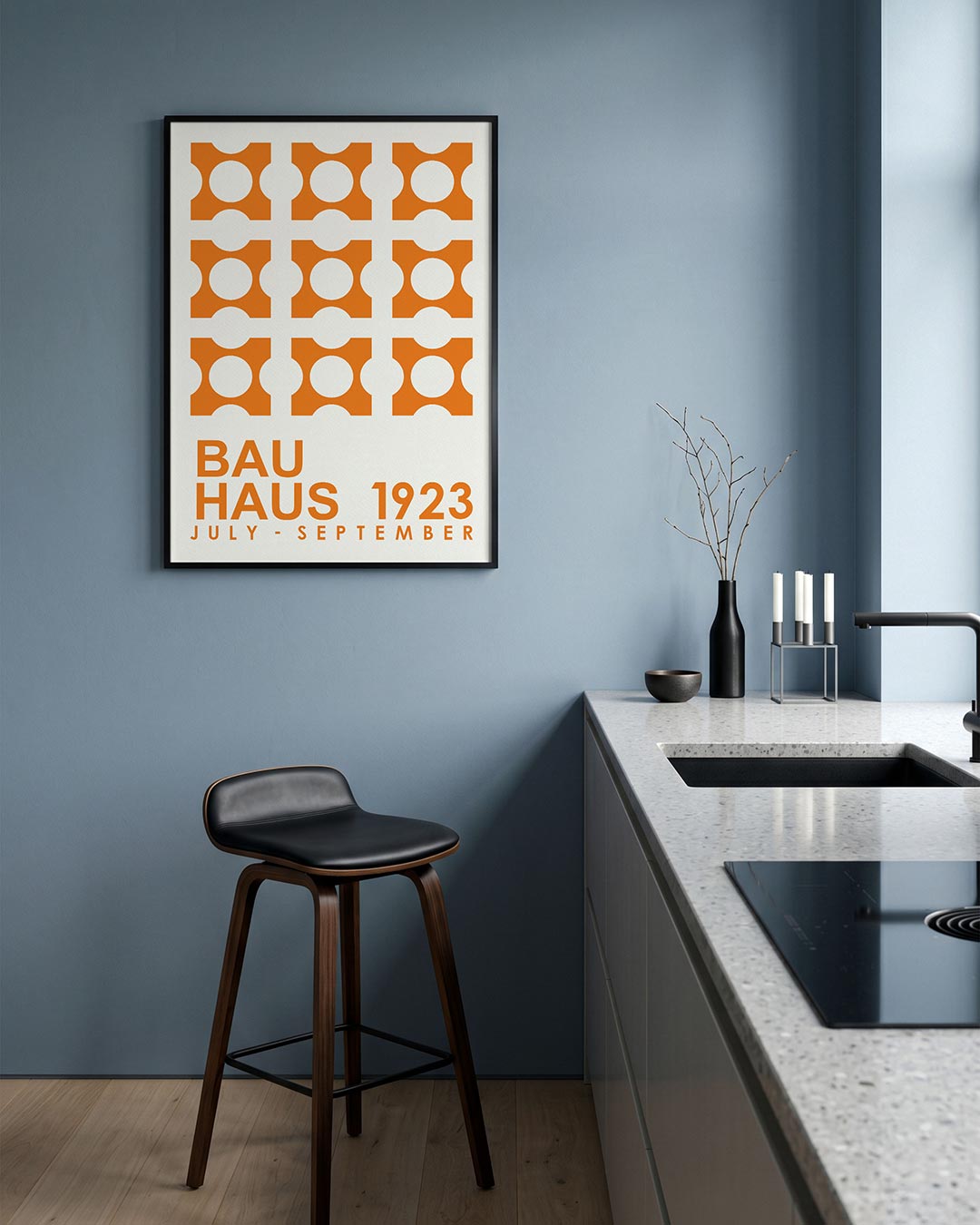 Oranje vormenpatroon Poster