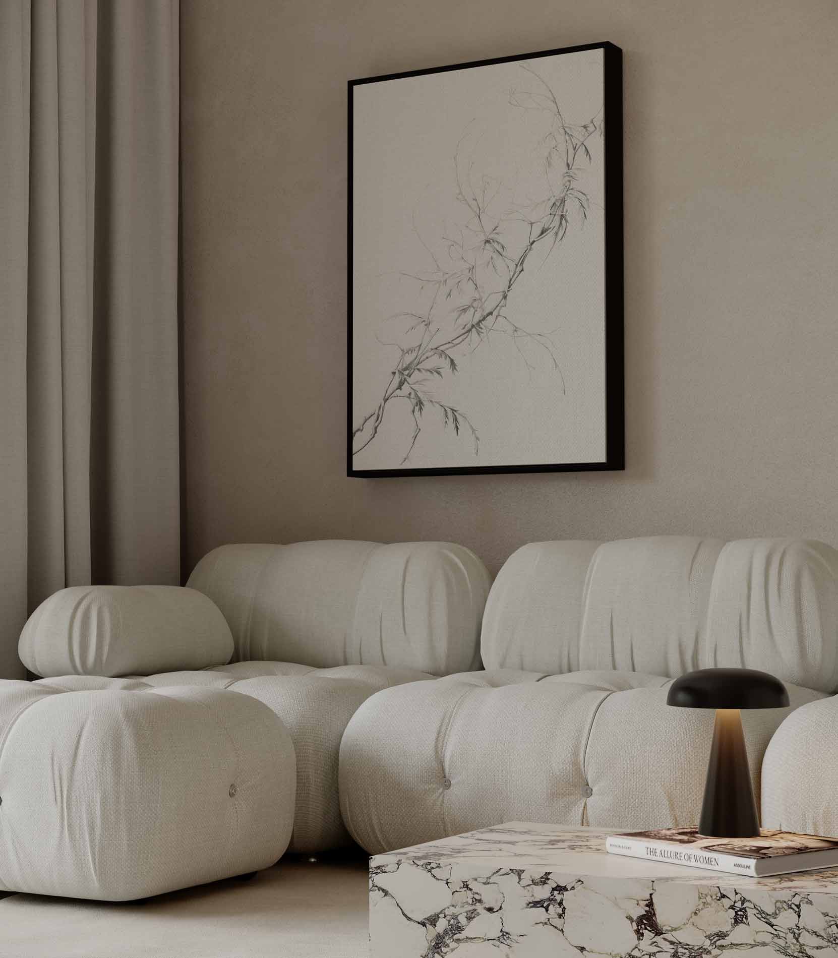 Elegante Takken in Potlood Kunstwerk-canvas-dibond-plexiglas-wanddecoratie-WallArtistic