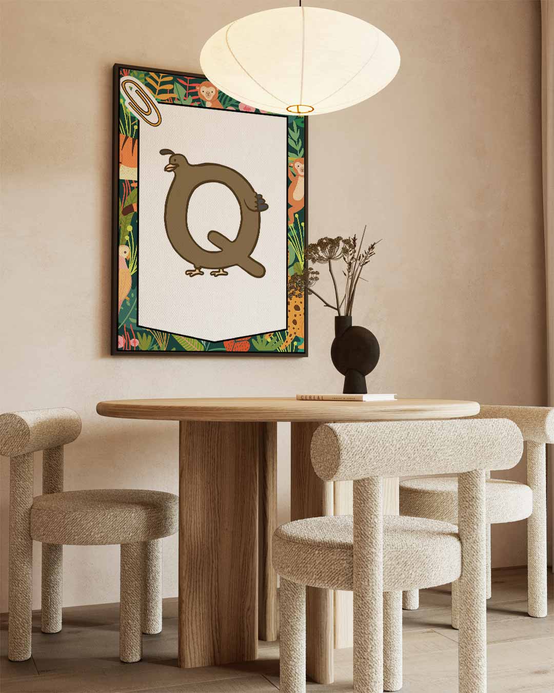 Dierenalfabet Art Print - Q voor Kwakdrankvogel Kunstwerk-canvas-dibond-plexiglas-wanddecoratie-WallArtistic