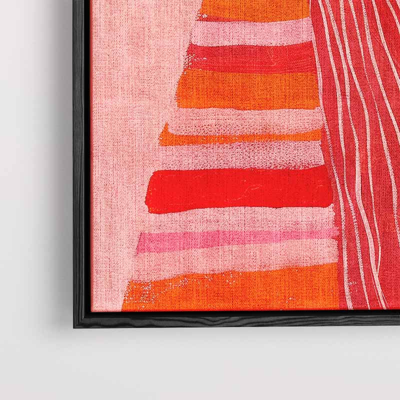Vrouw in Roze en Rood Kunstwerk-canvas-dibond-plexiglas-wanddecoratie-WallArtistic