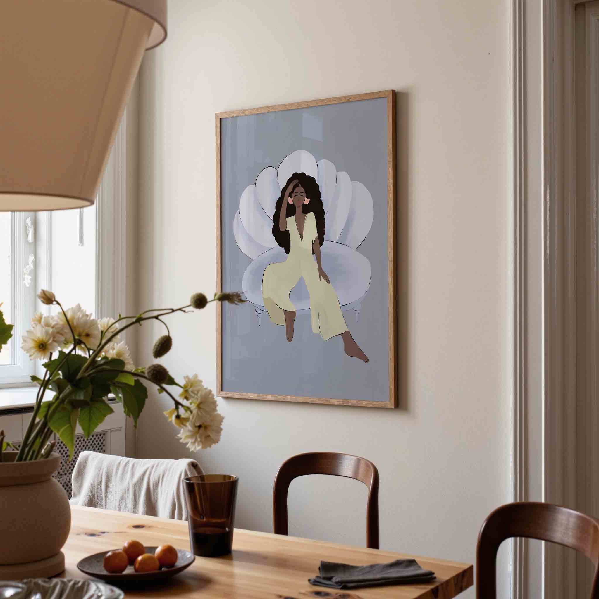 Vrouw op schelp Poster