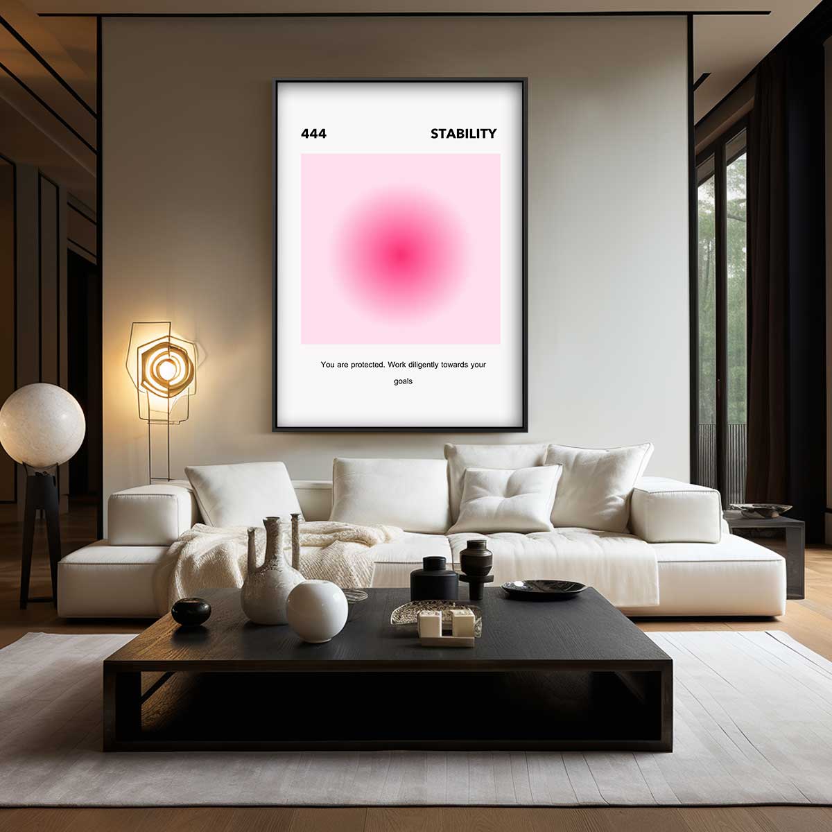 Stabiliteit in Roze - Engelengetal 444 Kunstwerk-canvas-dibond-plexiglas-wanddecoratie-WallArtistic