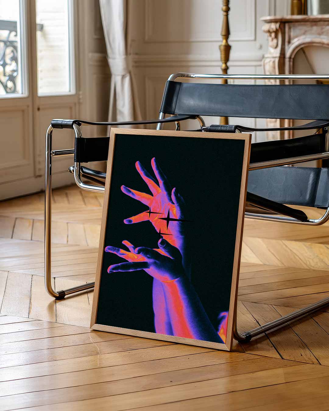 Neon Handen Poster-WallArtistic