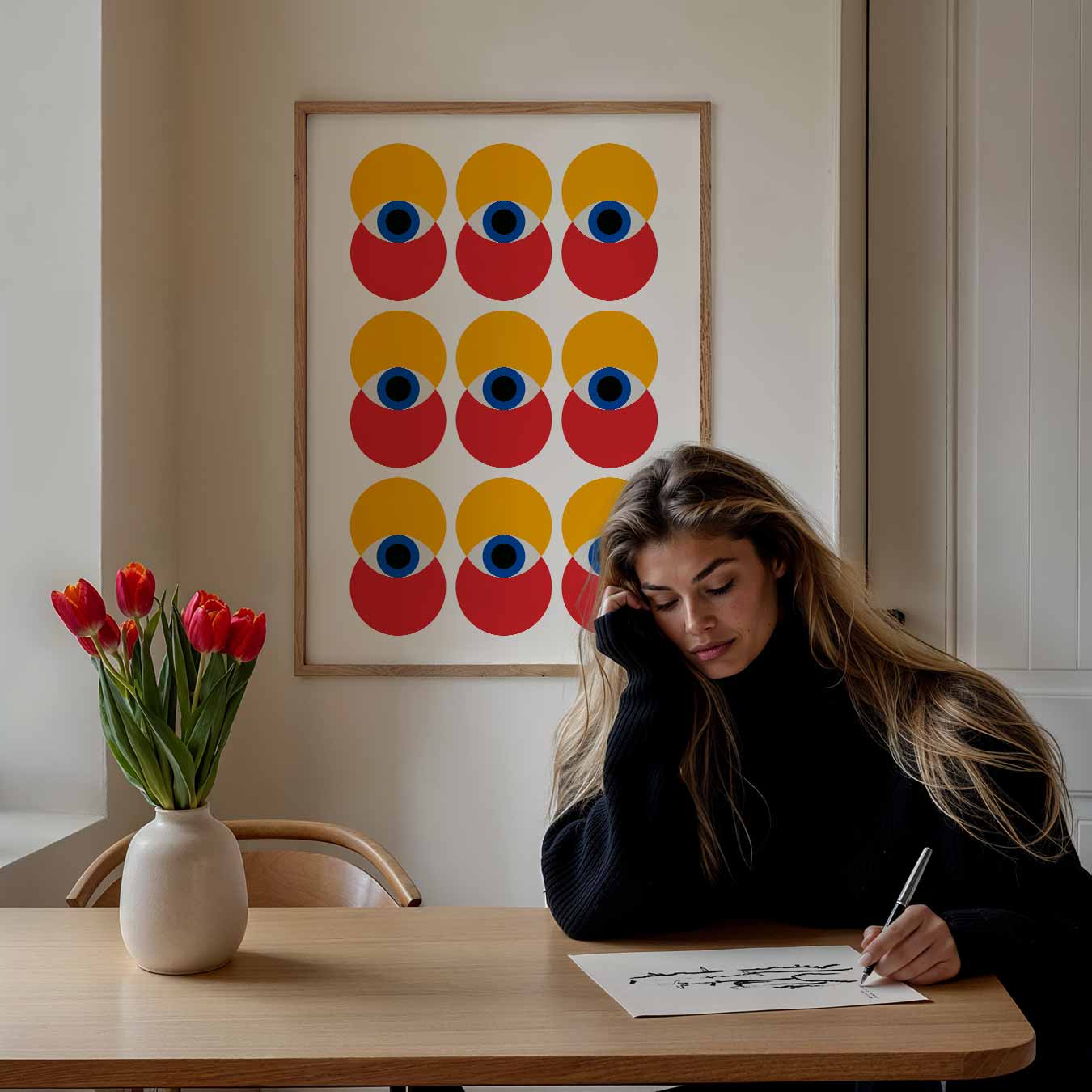 Vrolijke Ogen Cirkelposter-WallArtistic